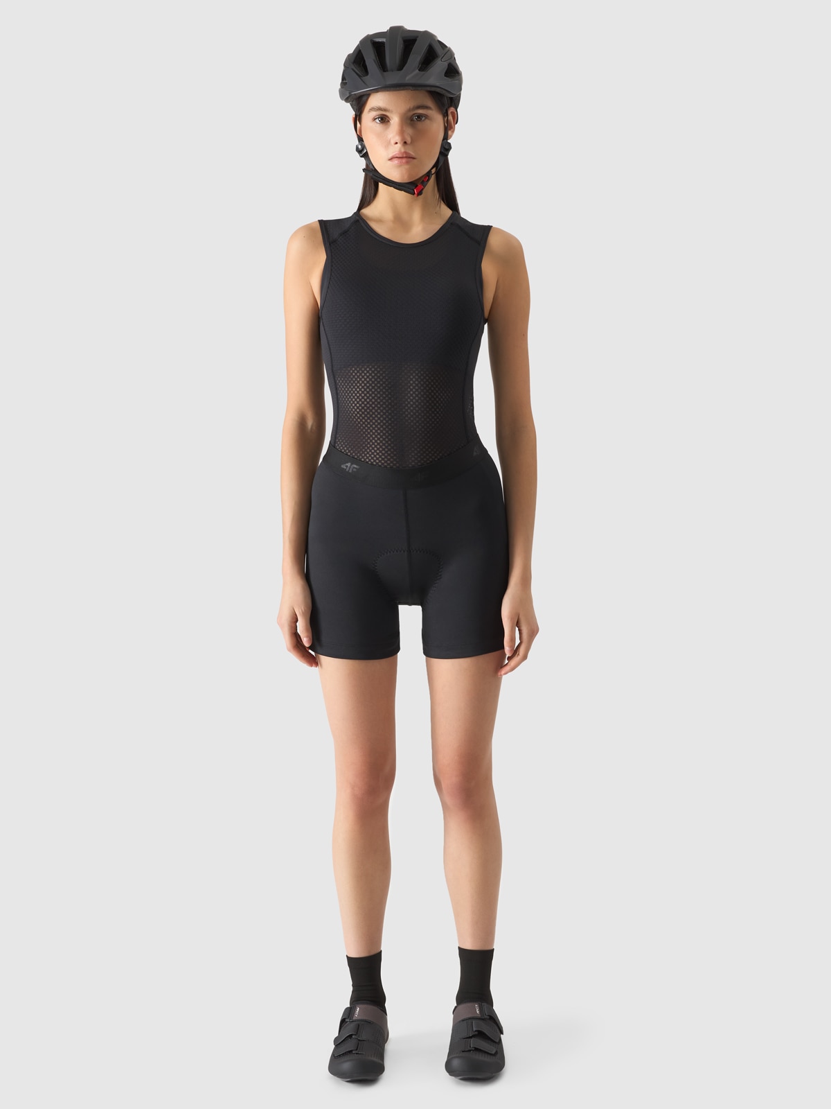 4F Spodenki rowerowe z żelową wkładką damskie - czarne XL