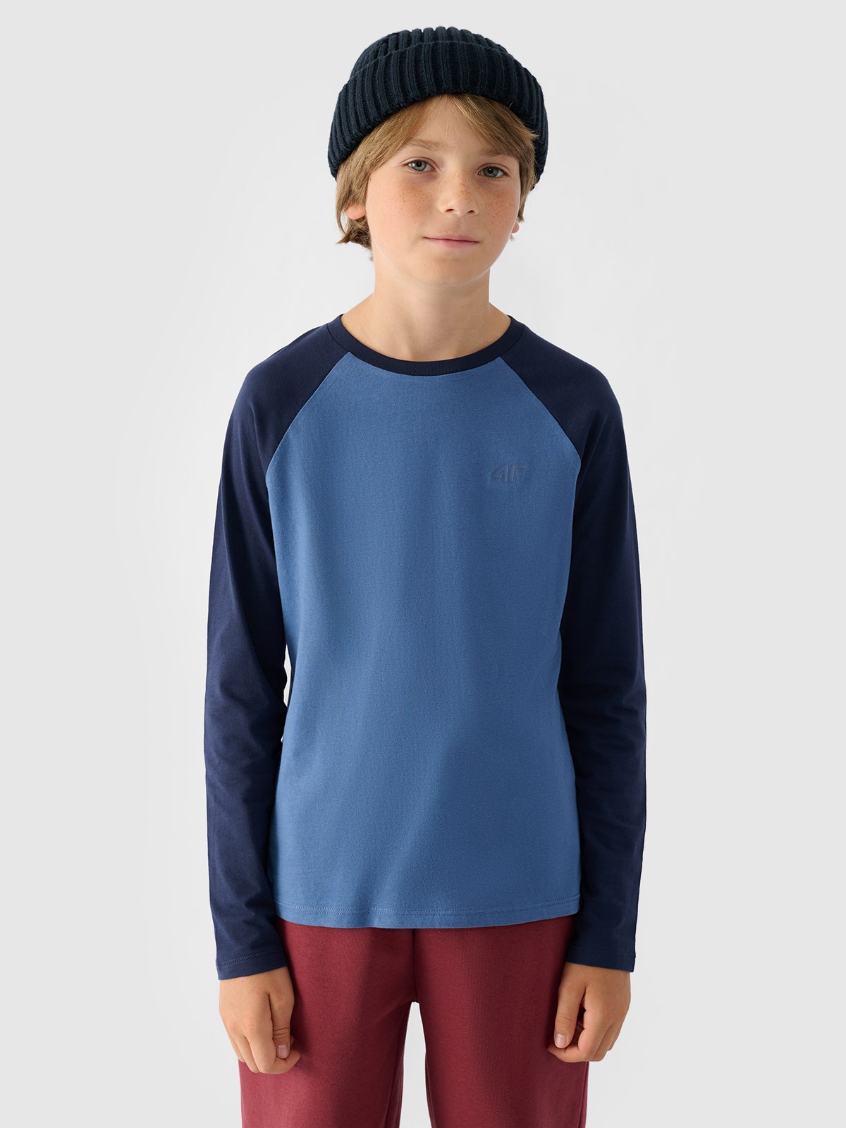 4F Longsleeve regular gładki chłopięcy - granatowy 152 (11-12 lat)