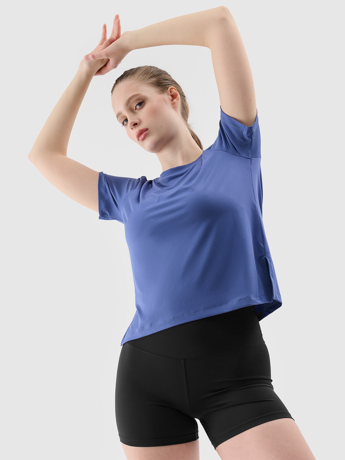 Koszulka treningowa z materiału z recyklingu damska - granatowa