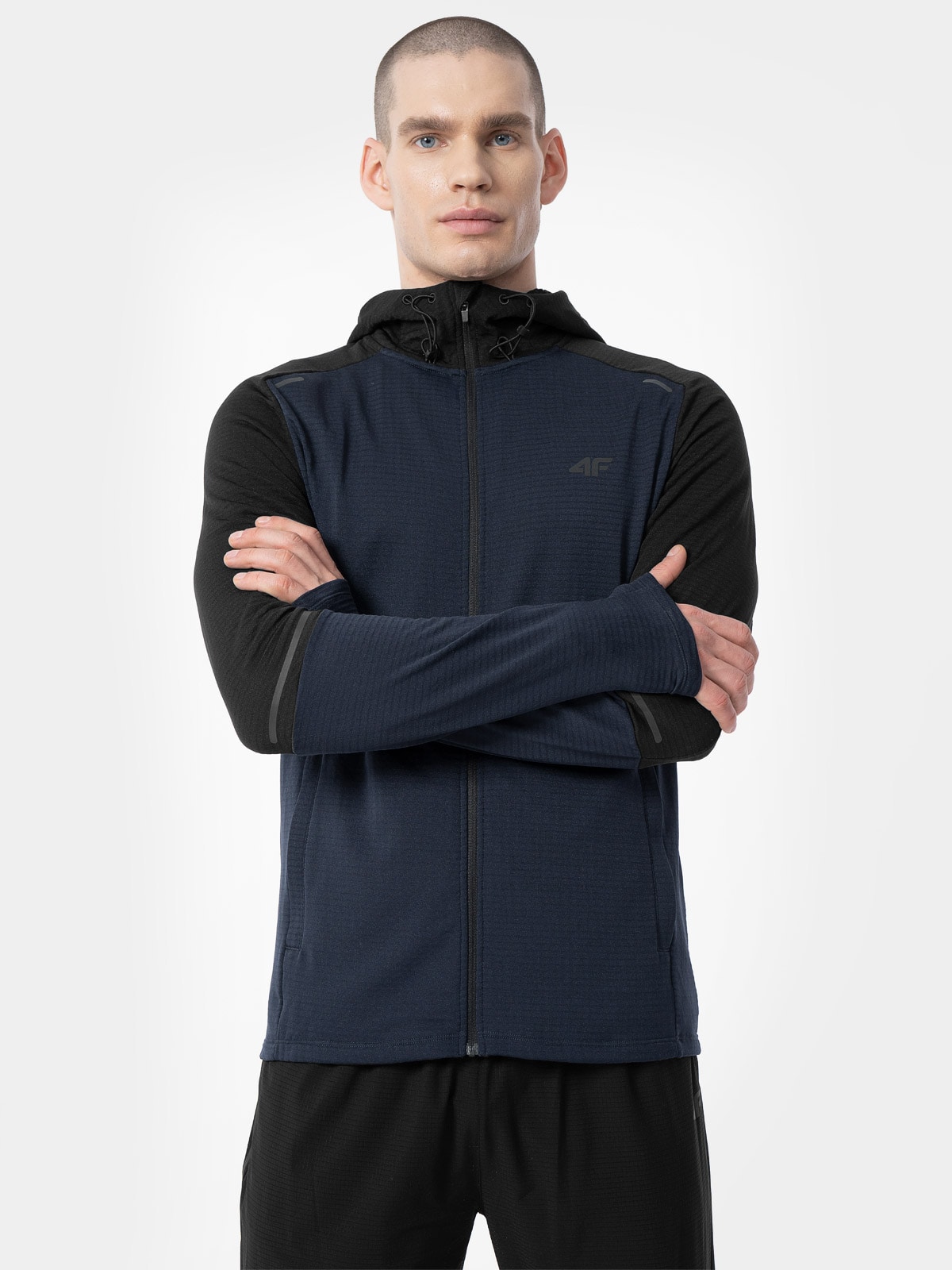 Bluza do biegania w terenie rozpinana z kapturem męska