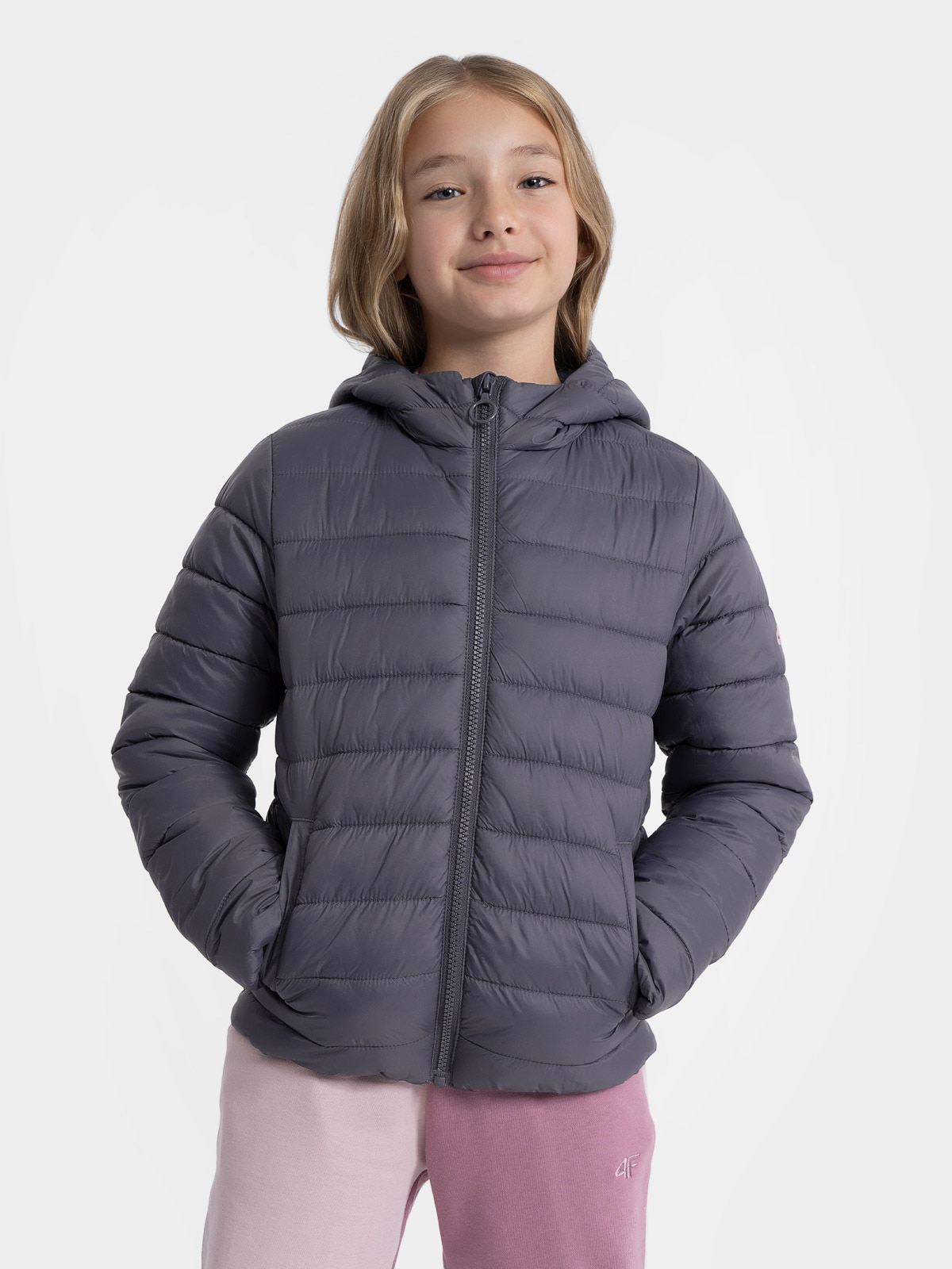 Kurtka puchowa z wypełnieniem syntetycznym dziewczęca