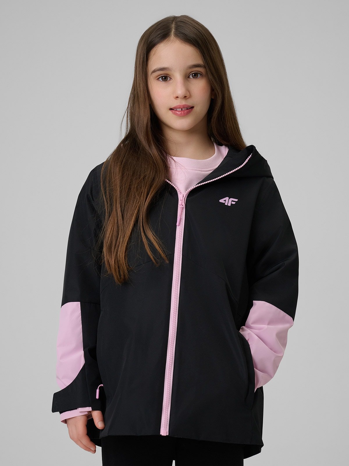 4F Kurtka membrana 5000 dziewczęca - czarna 128 (7-8 lat)