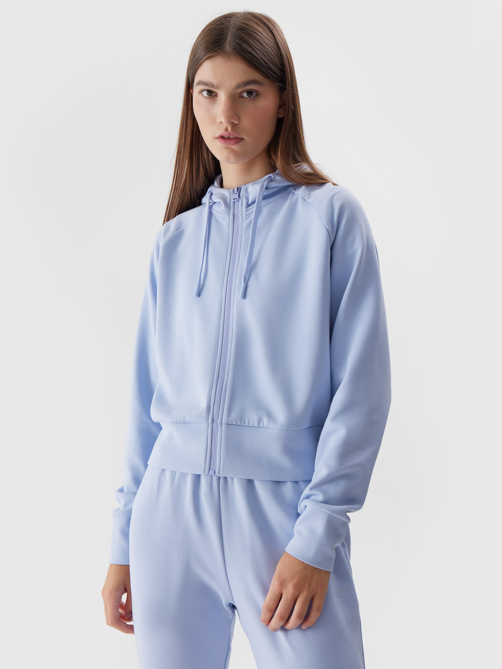 Bluza dresowa crop-top z kapturem damska