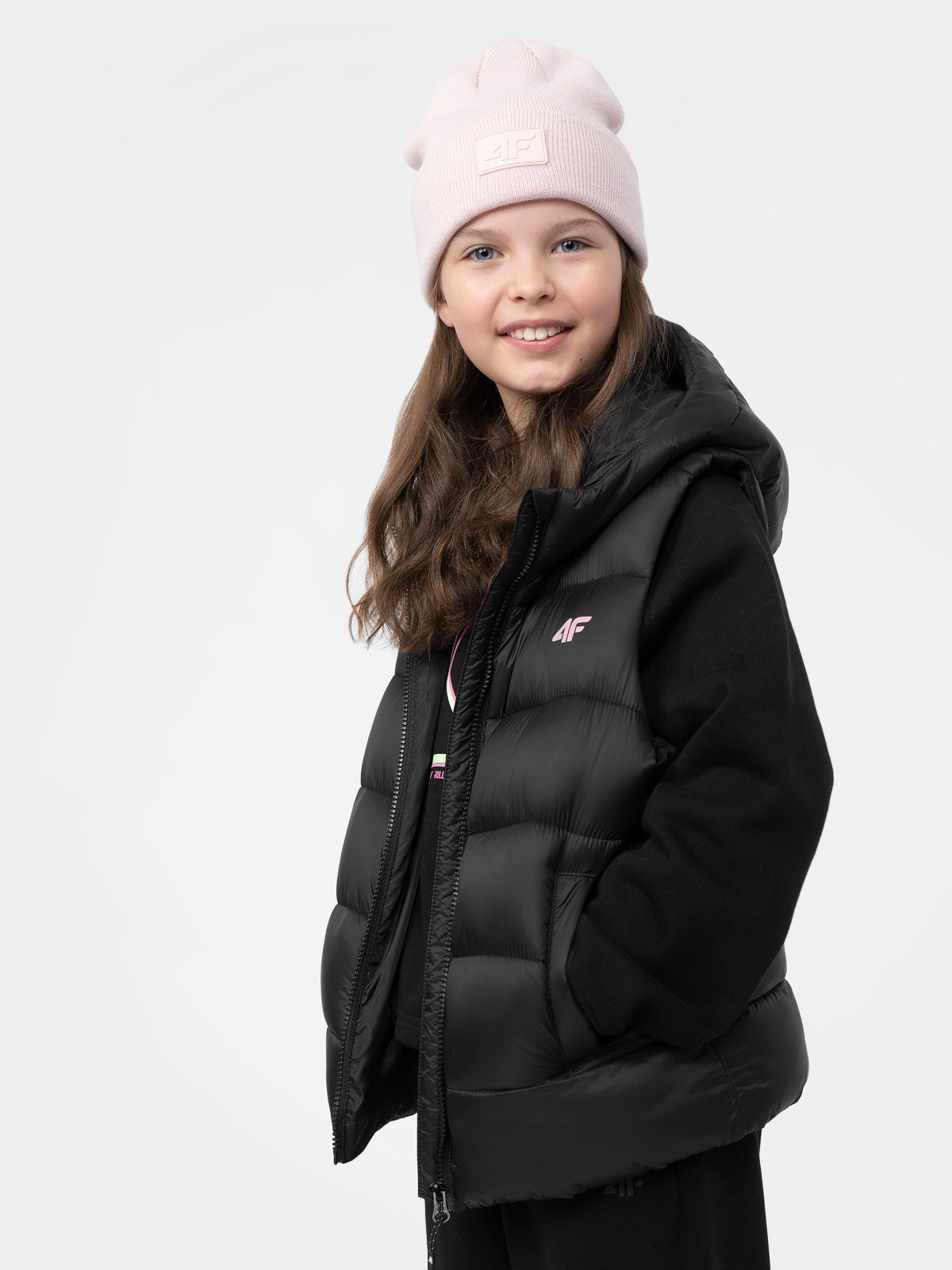 Bezrękawnik puchowy z wypełnieniem syntetycznym dziewczęcy