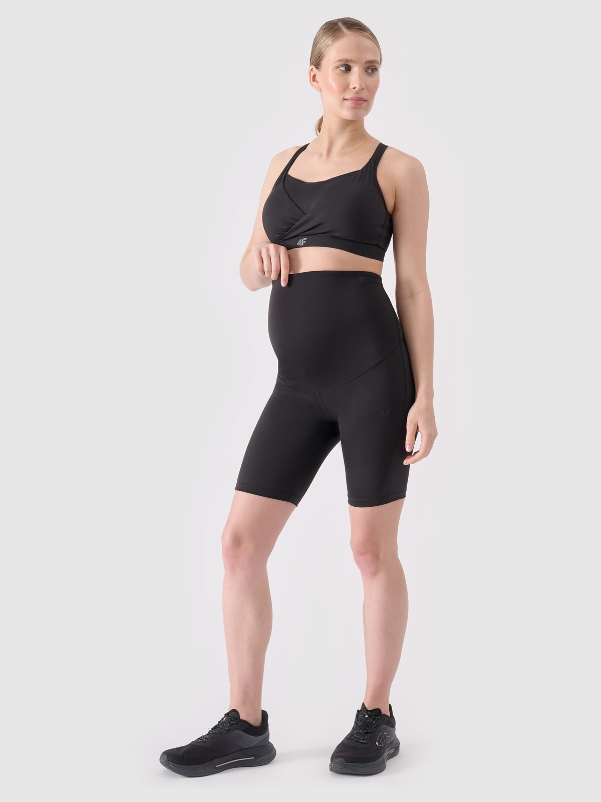 Legginsy ciążowe treningowe z wysokim stanem damskie - czarne