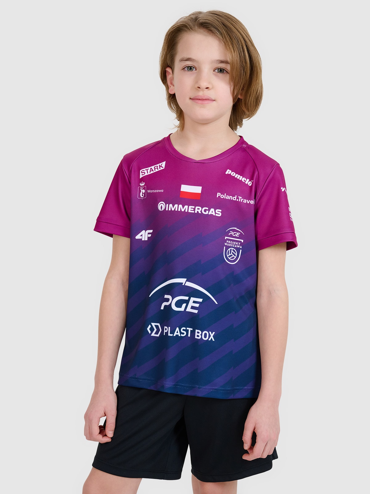 4F Koszulka meczowa replika wyjazdowa Liga Mistrzów CEV z sezonu 2024/2025 dziecięca 4F x Projekt Warszawa - multikolor 110/116