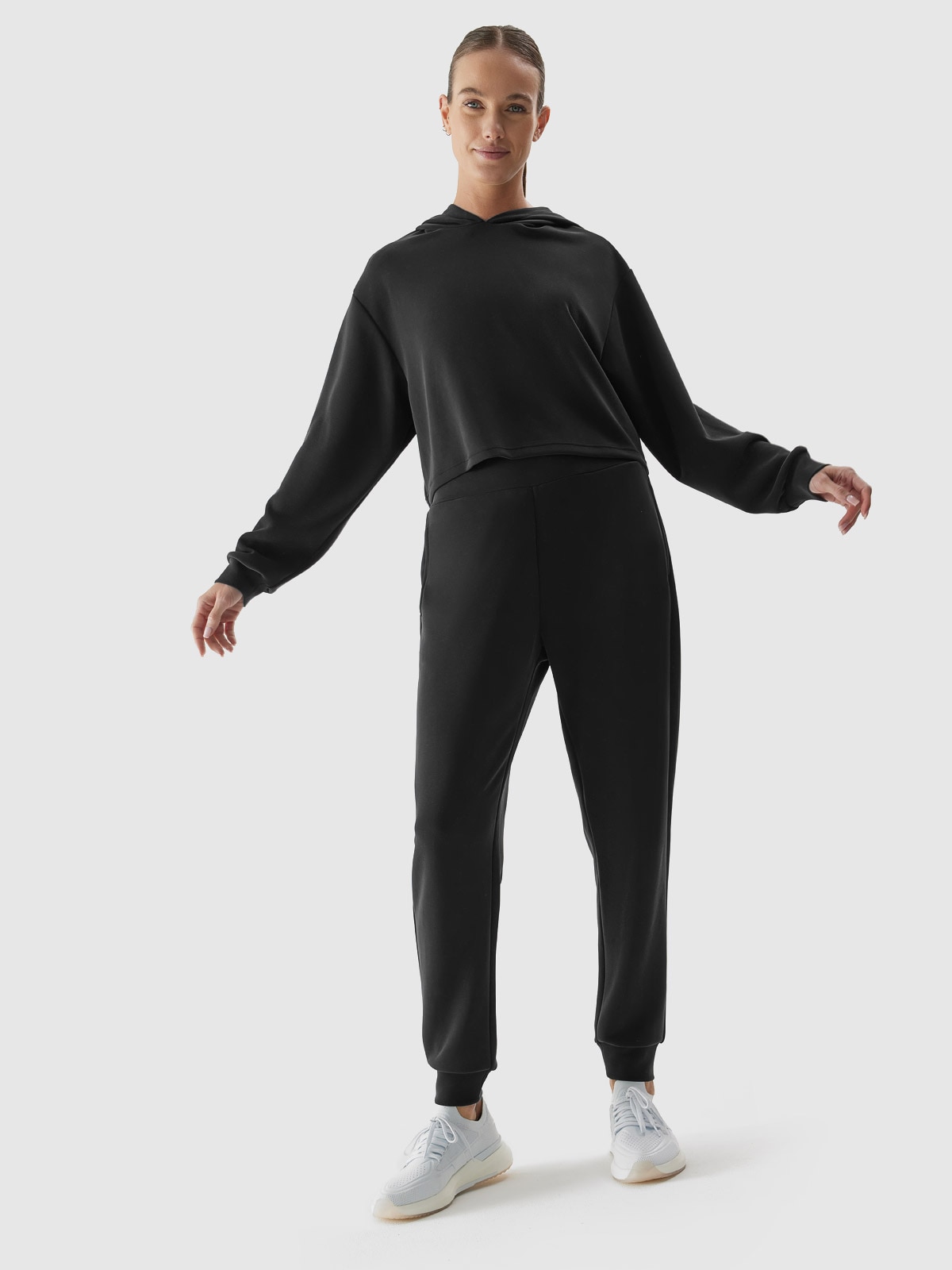 Spodnie dresowe joggery z dodatkiem modalu damskie