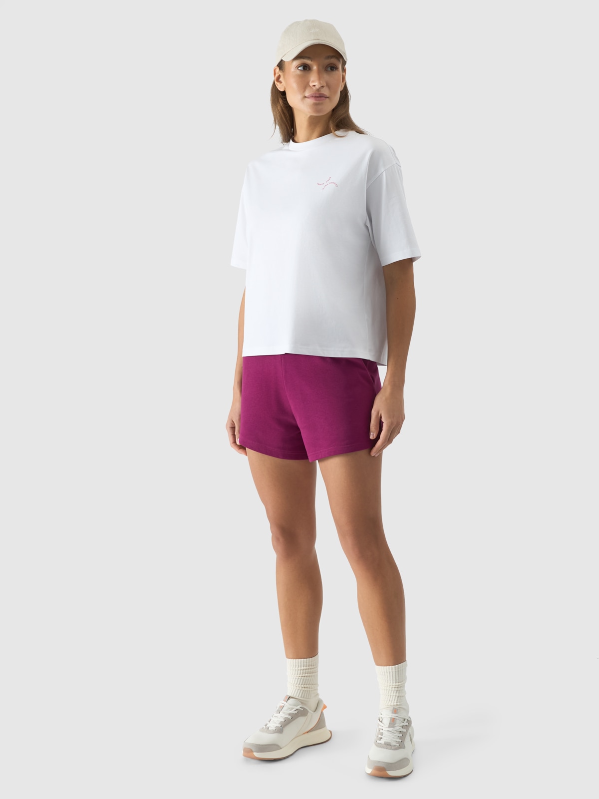 4F Spodenki dresowe damskie - fioletowe XL