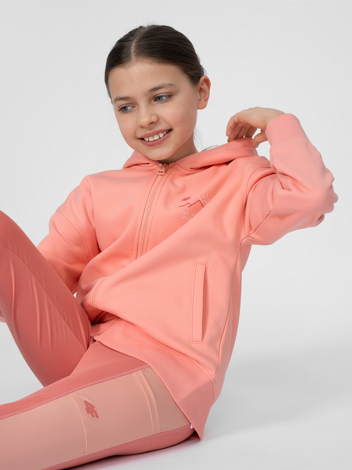 Bluza dresowa rozpinana z kapturem dziewczęca