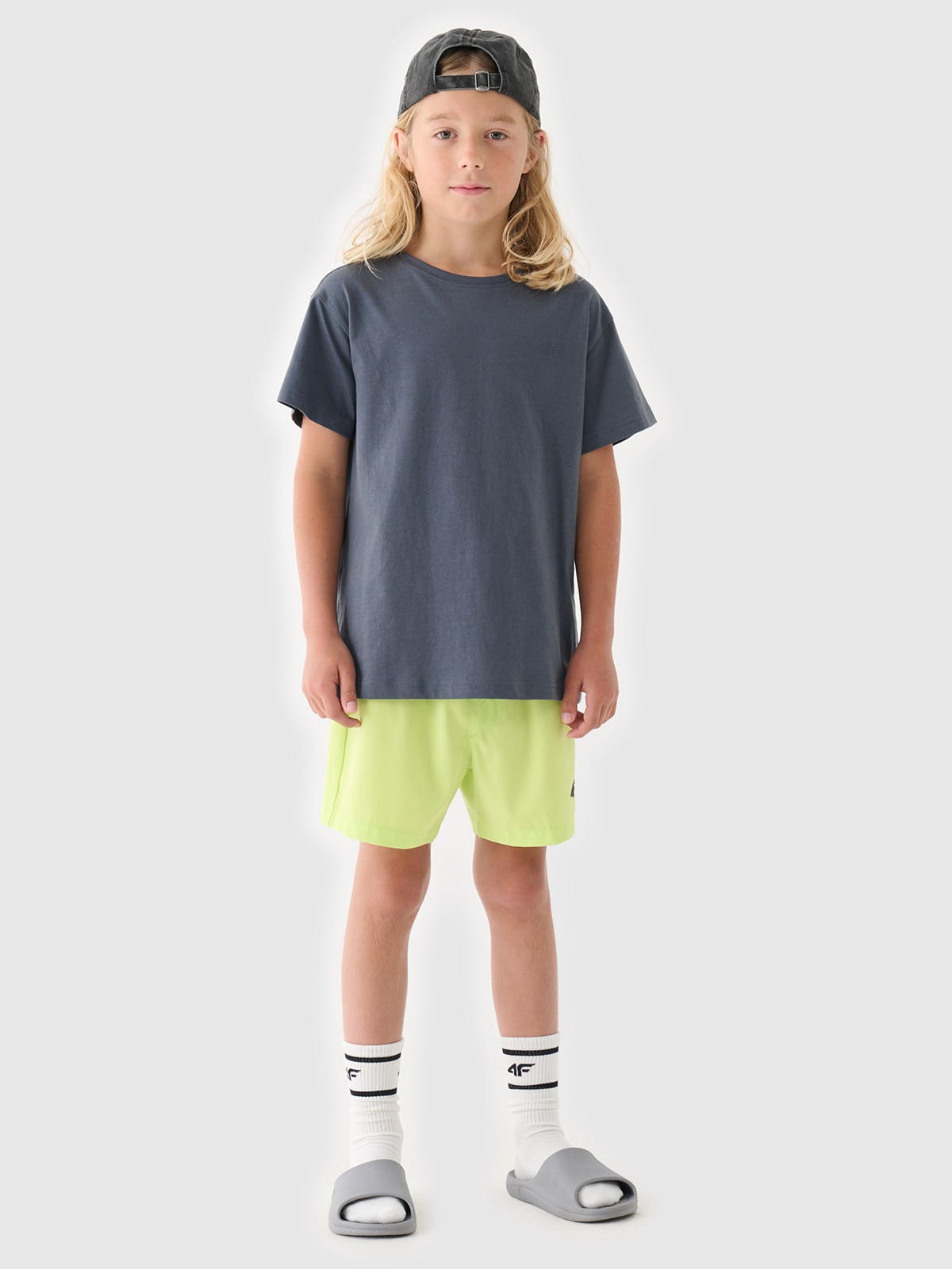 4F Spodenki plażowe boardshorty chłopięce - zielone 134/140 (8-10 lat)