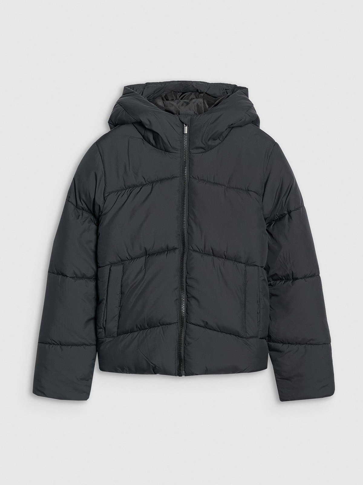 4F Kurtka puchowa z wypełnieniem syntetycznym dziewczęca - czarna 158 (12-13 lat)