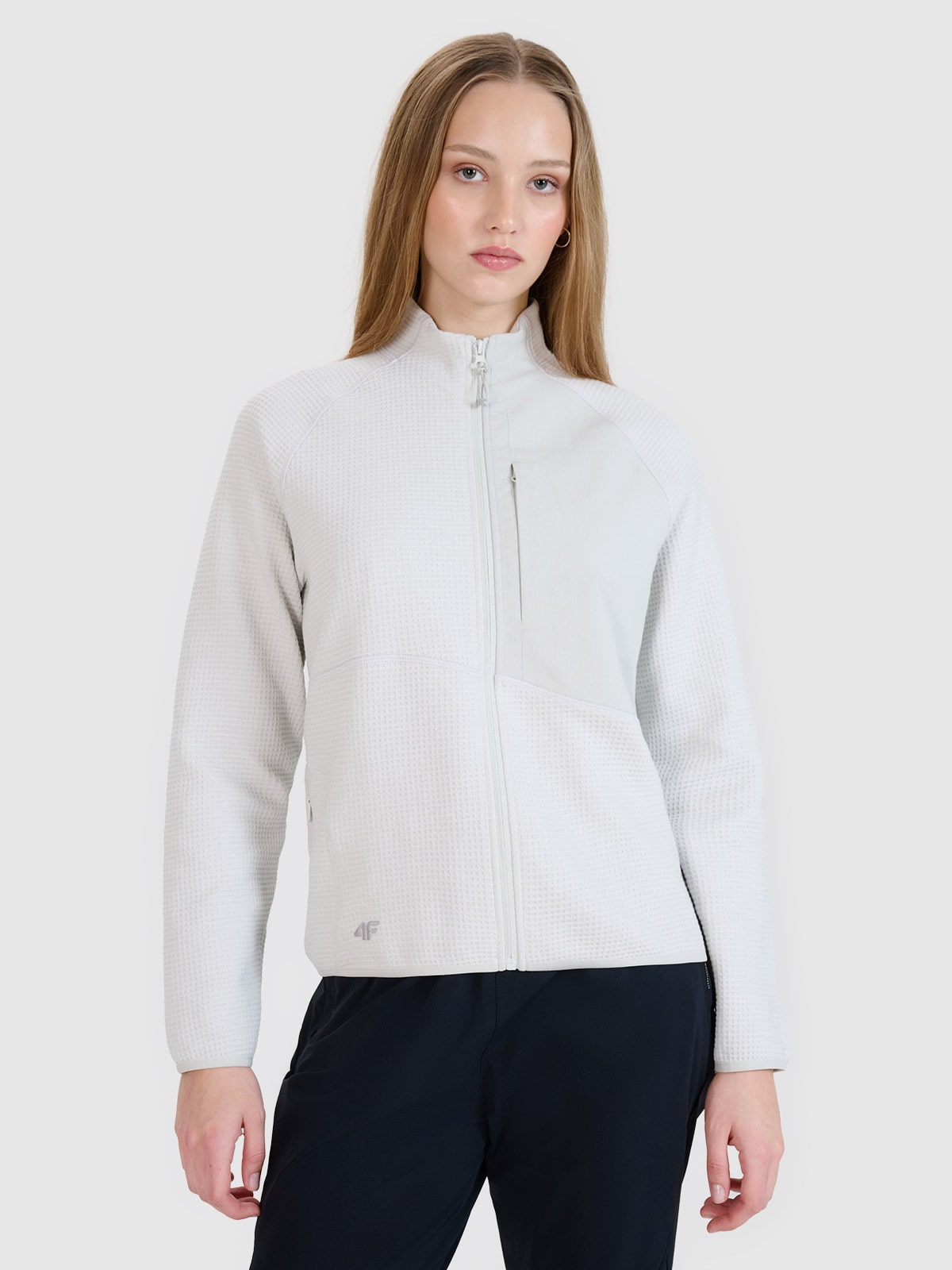 4F Bluza dresowa rozpinana bez kaptura damska - szara S