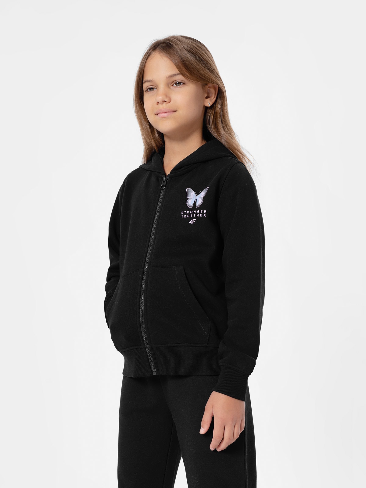 Bluza dresowa rozpinana z kapturem dziewczęca