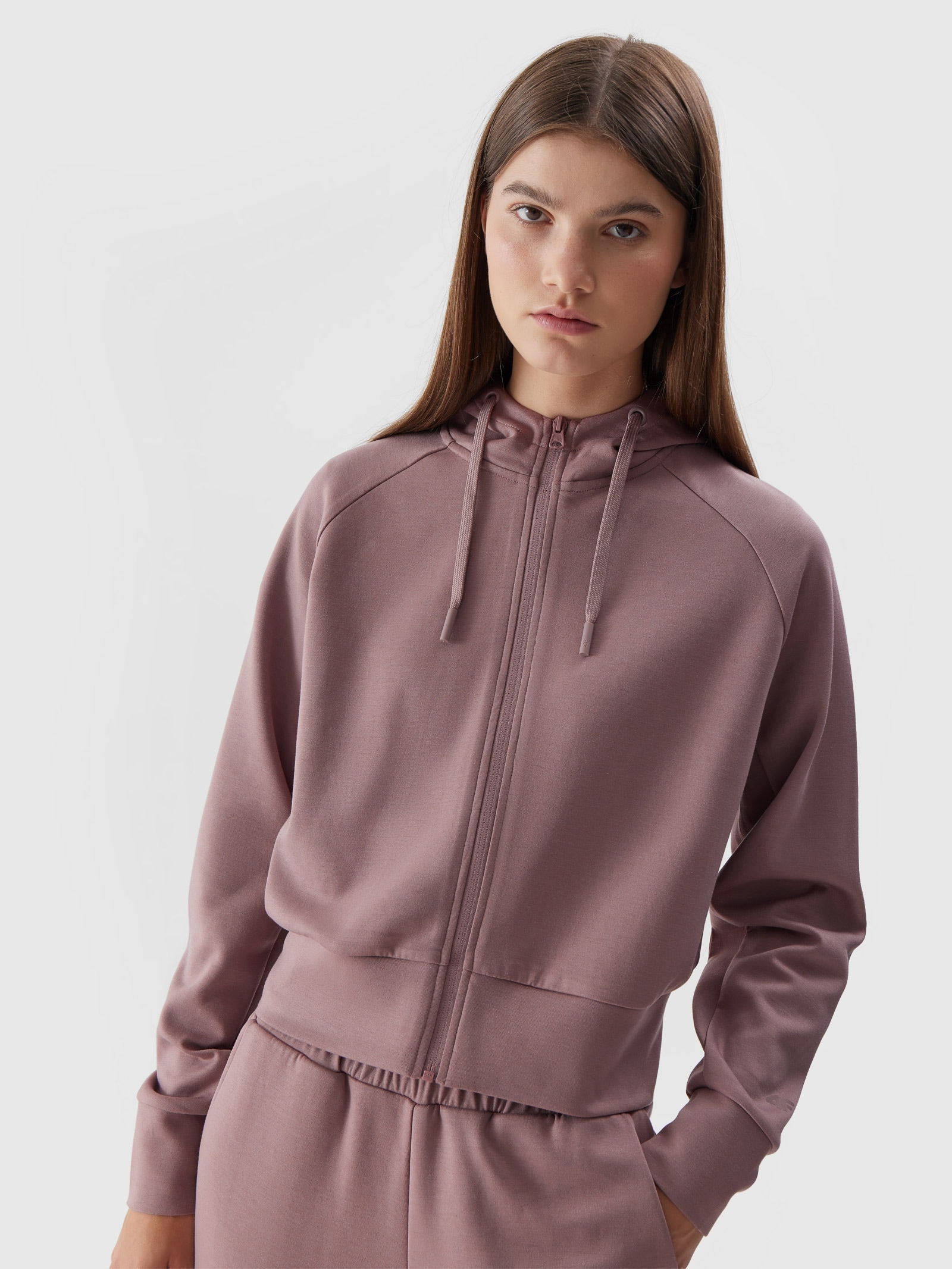 Bluza dresowa crop-top z kapturem damska