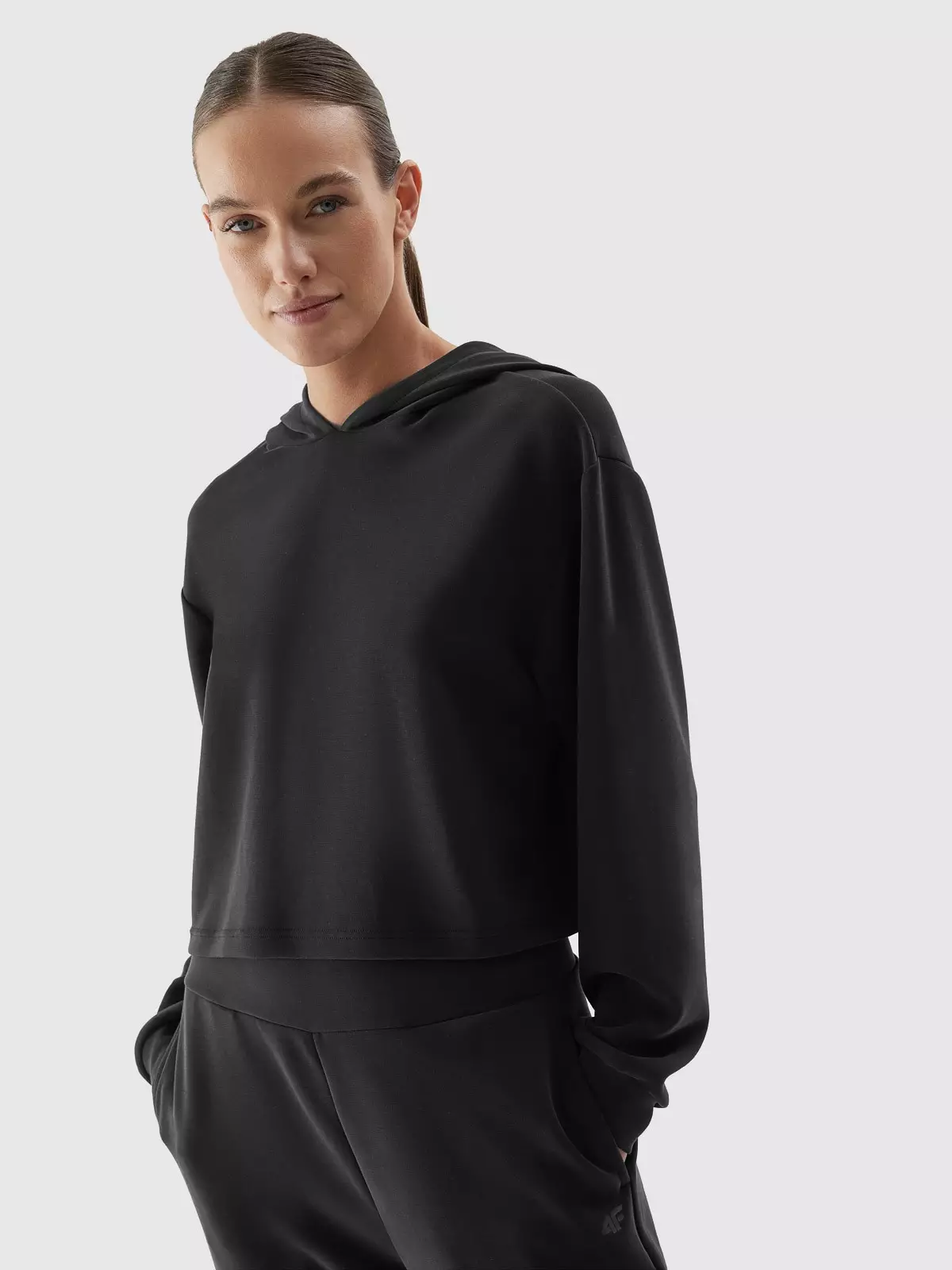 Bluza crop-top z dodatkiem modalu damska