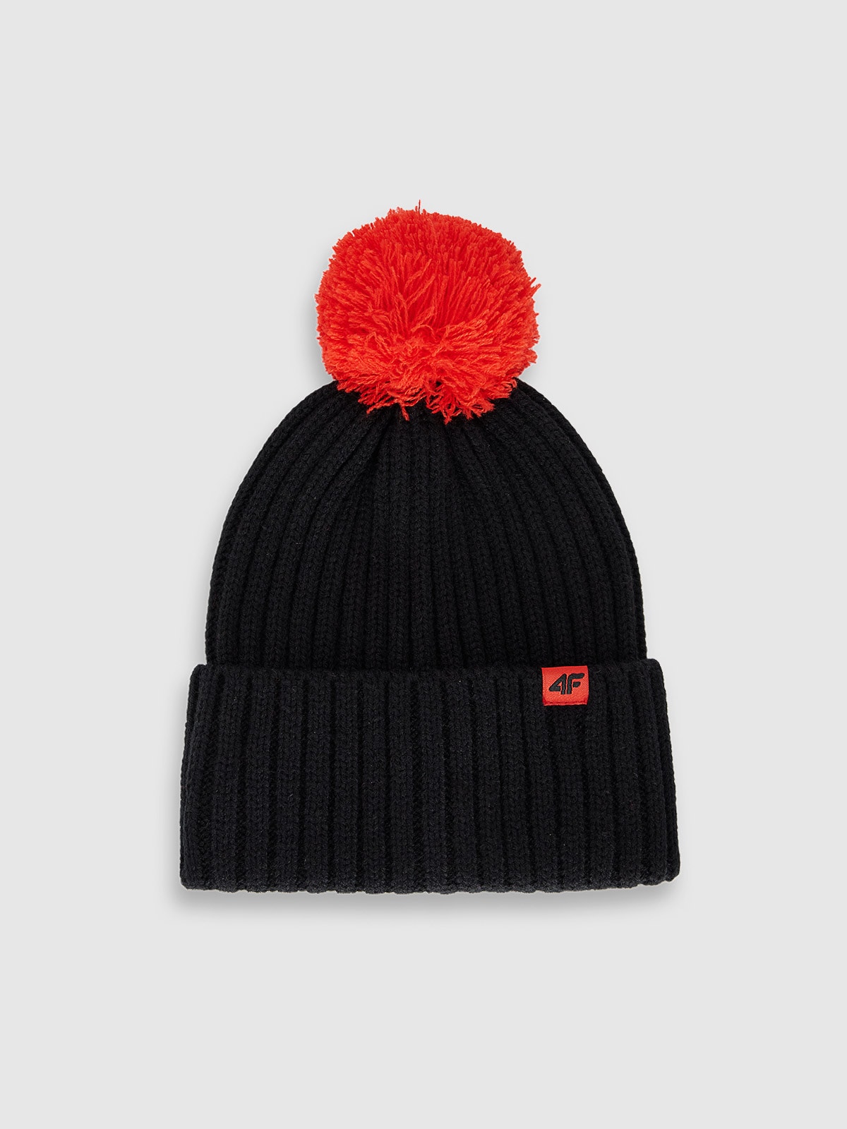4F Czapka z pomponem dziecięca - czarna Uniwersalny