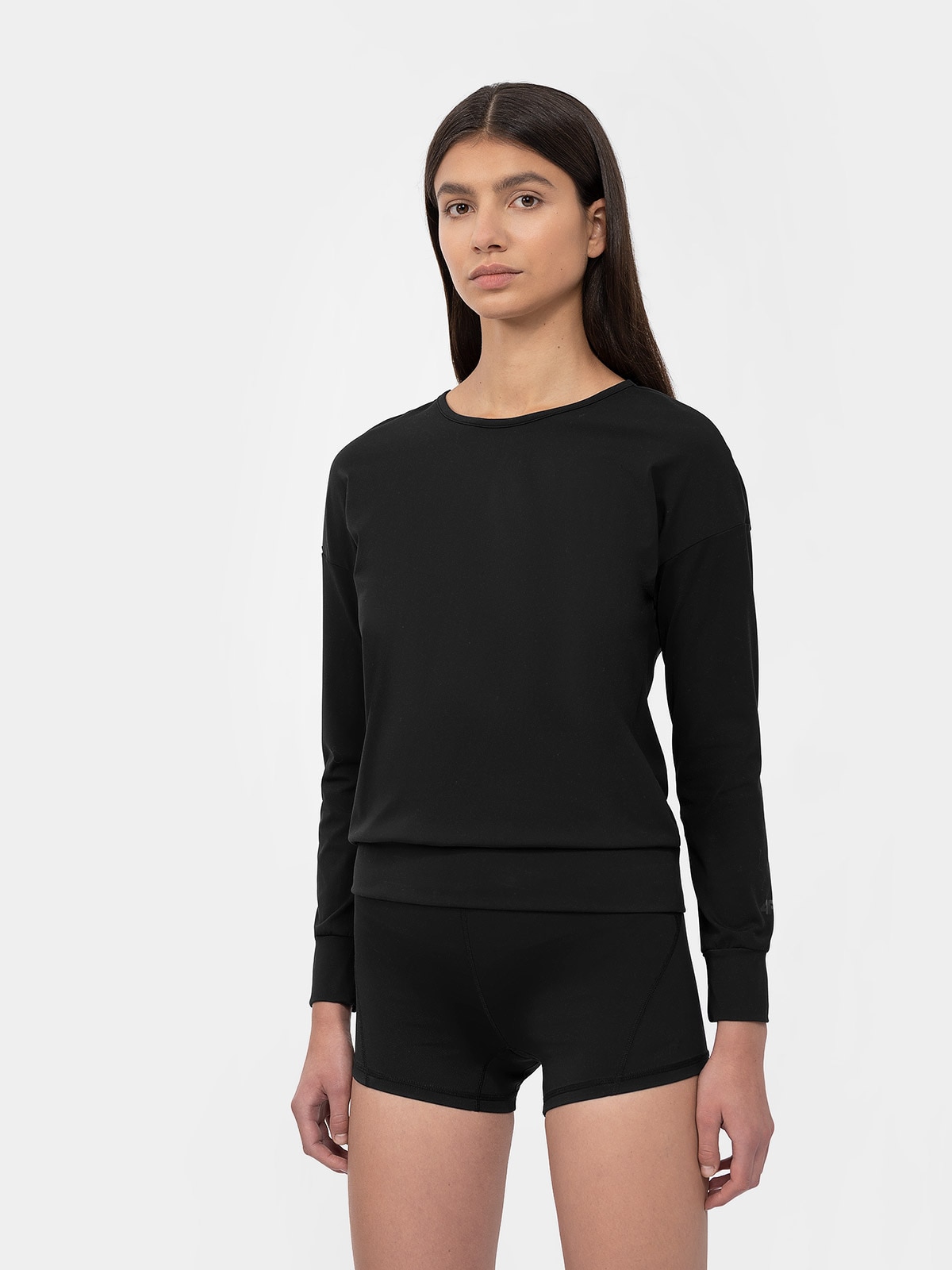 Longsleeve do jogi z kopertowym wycięciem damski