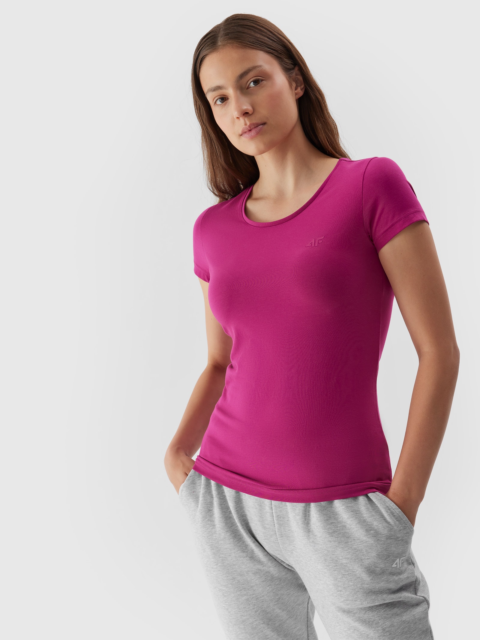 T-shirt regular gładki damski