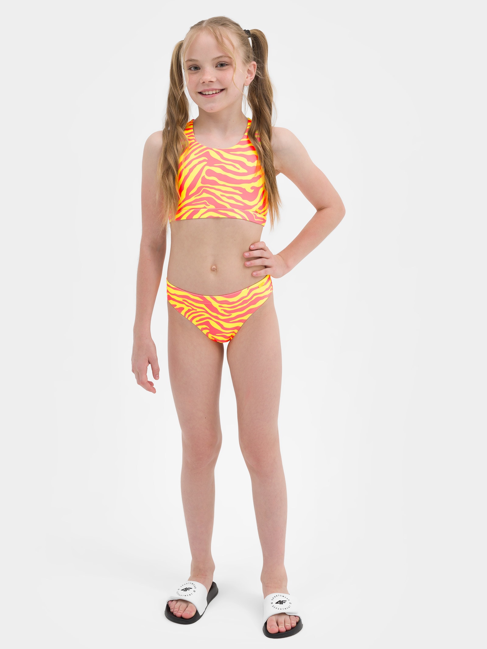 Kostium kąpielowy dwuczęściowy z materiałów z recyklingu dziewczęcy