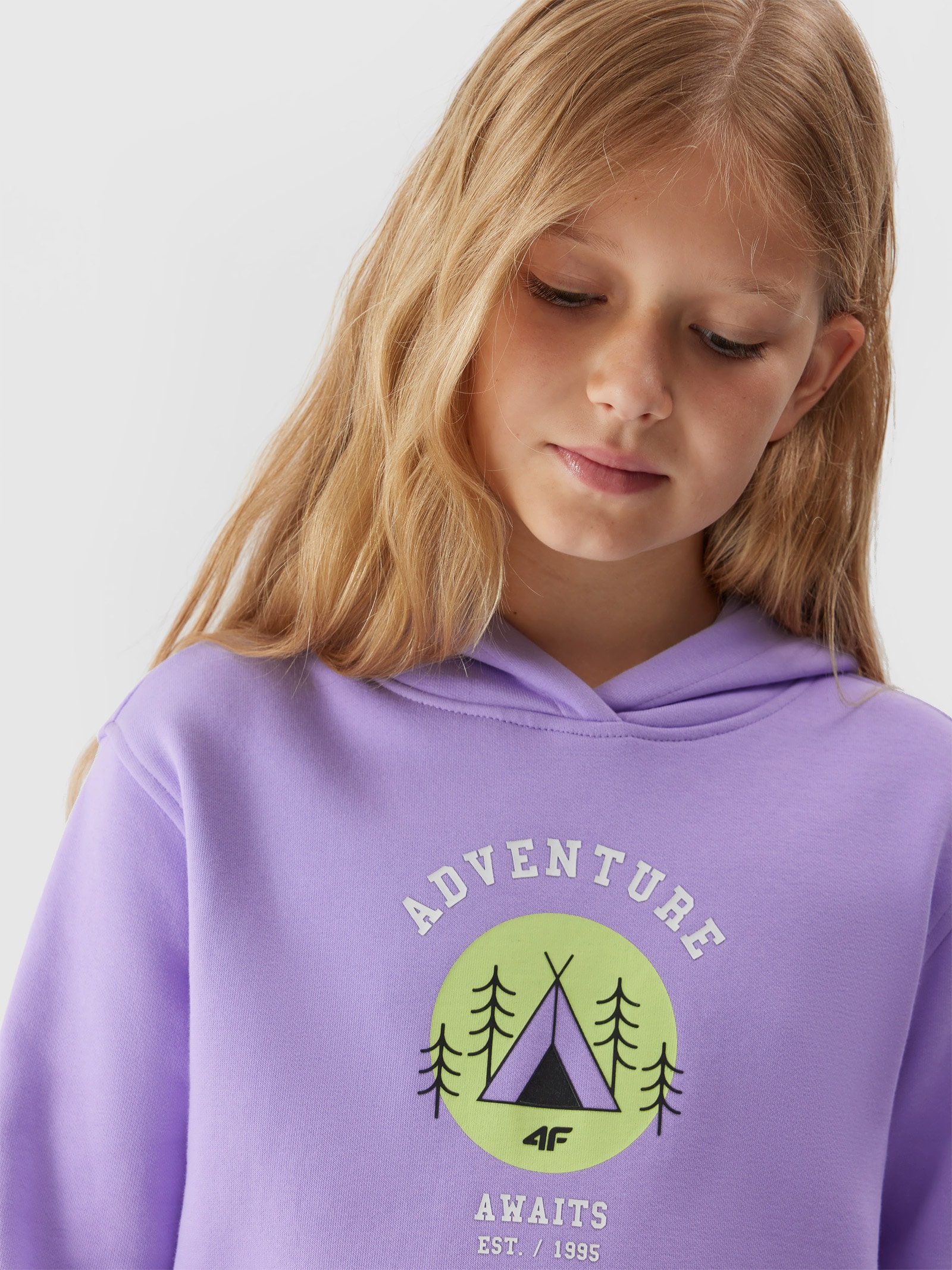 Bluza dresowa nierozpinana z kapturem dziewczęca