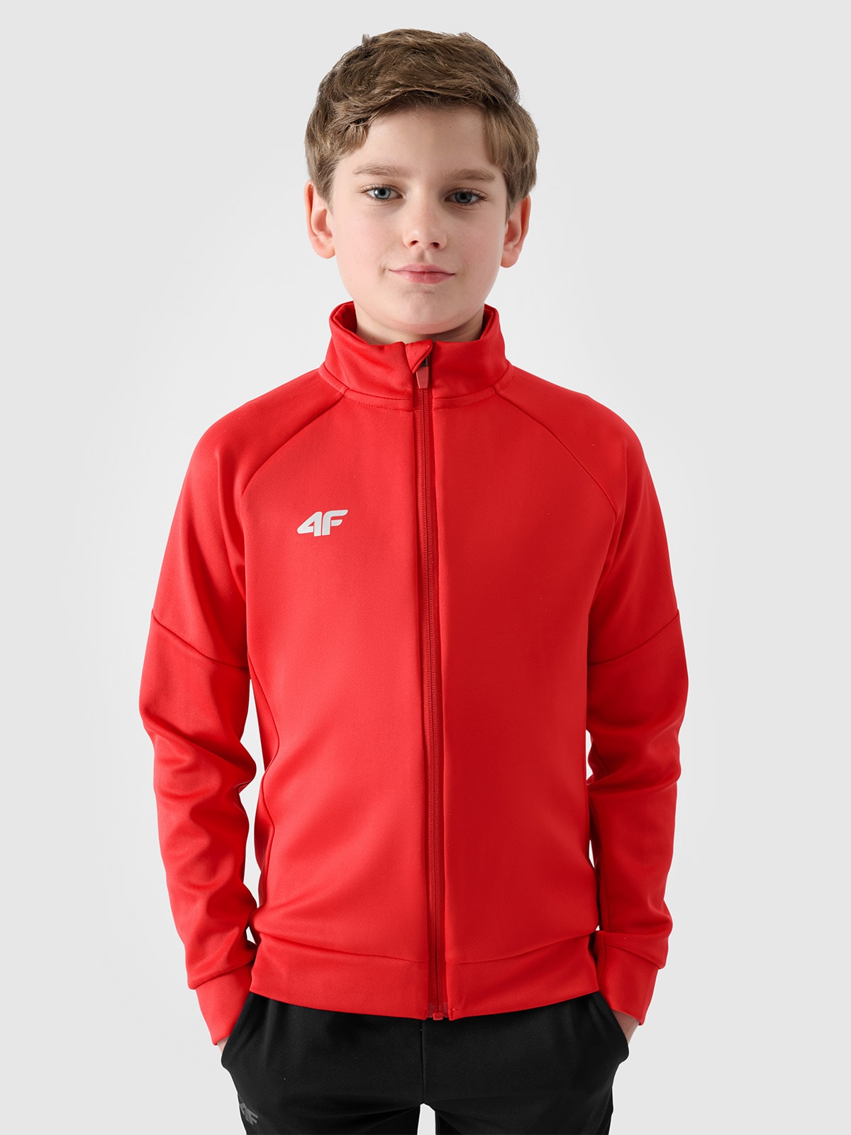 Bluza dresowa rozpinana bez kaptura chłopięca - czerwona