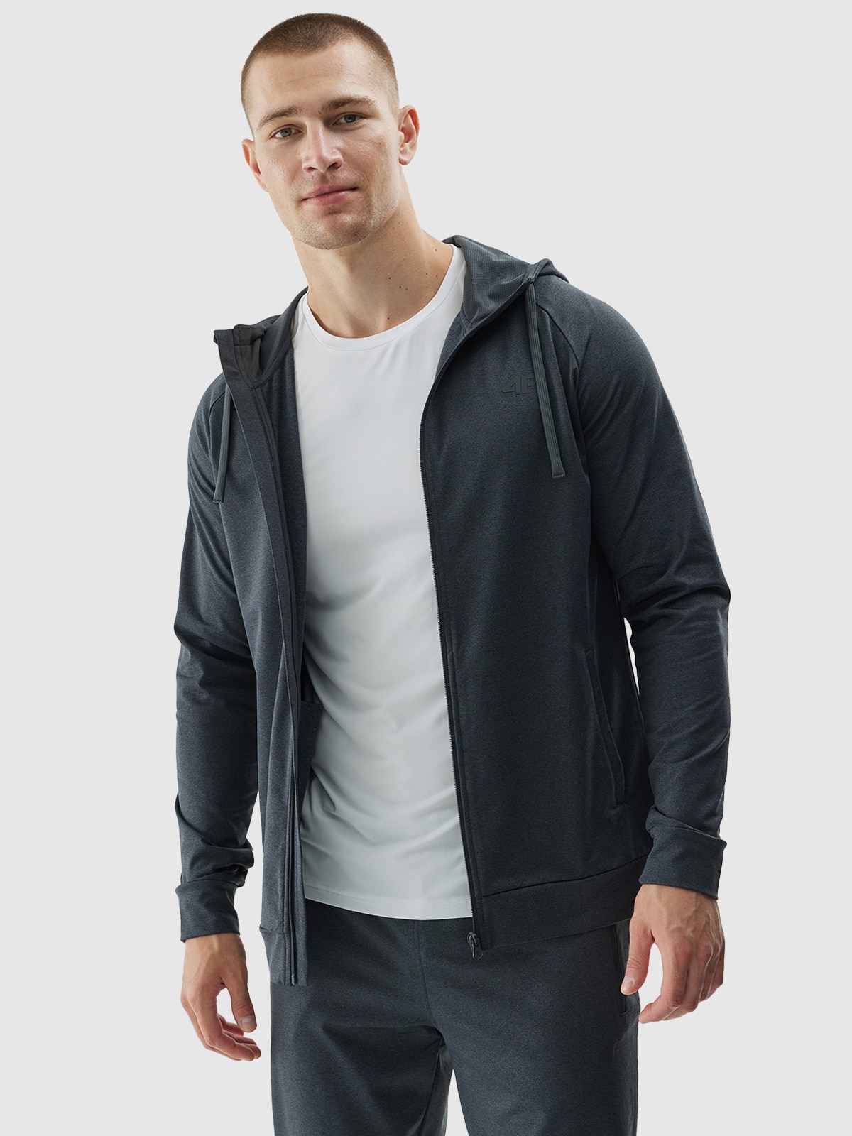 4F Bluza treningowa regular szybkoschnąca męska - szara M