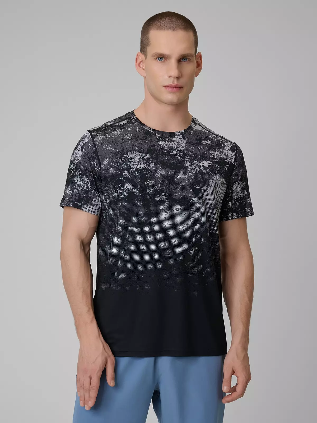 4F Koszulka treningowa regular szybkoschnąca męska - szara 3XL