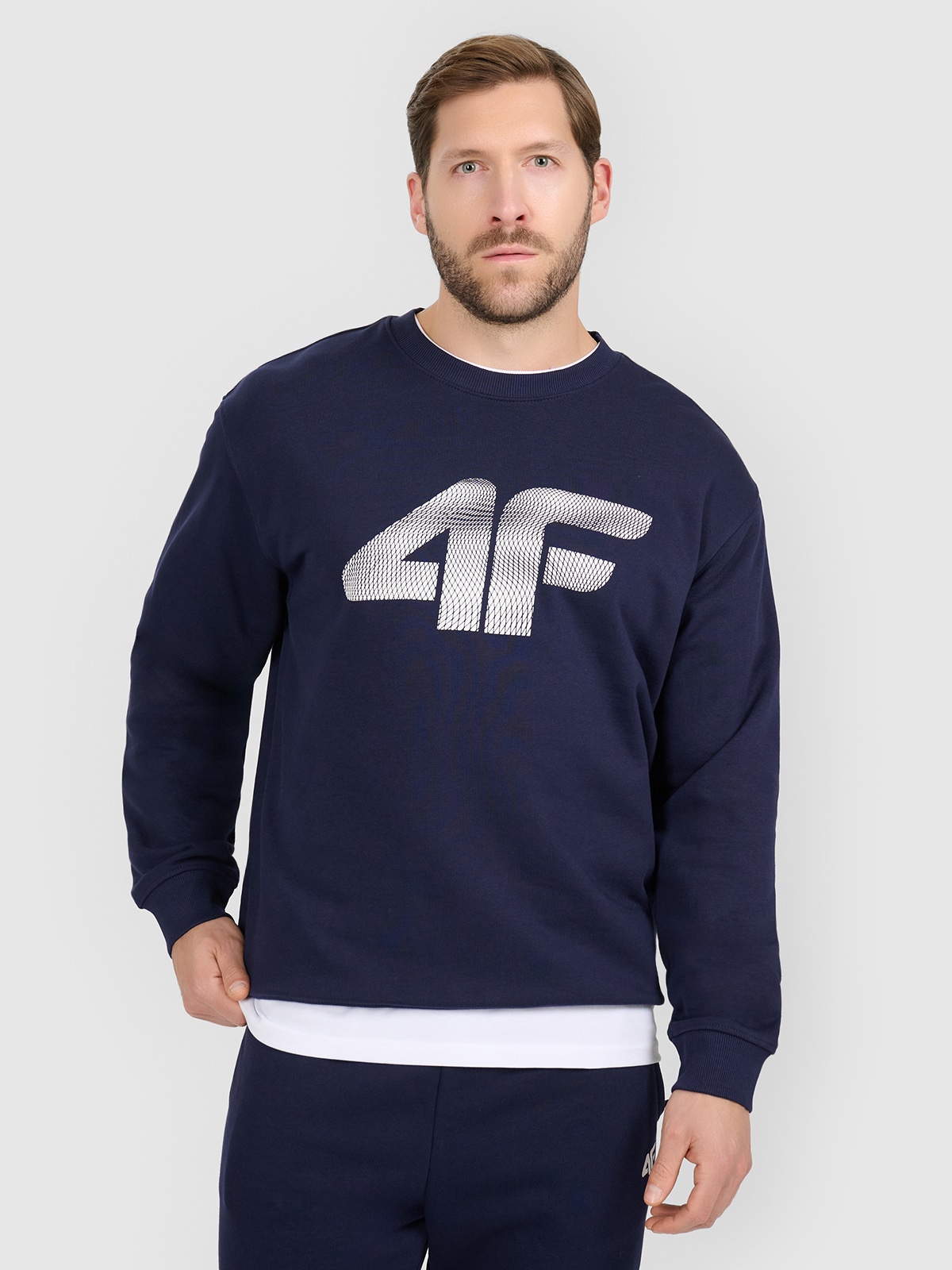 4F Bluza dresowa nierozpinana bez kaptura męska - granatowa 3XL