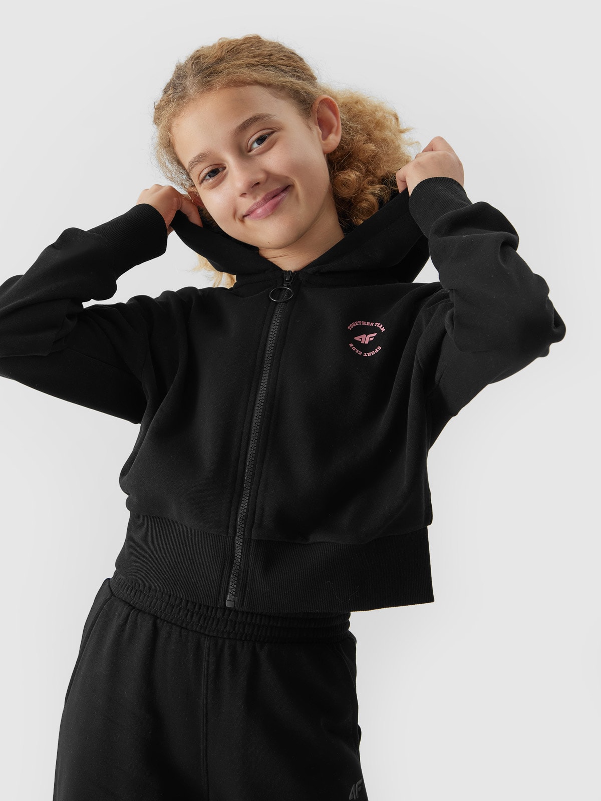 Bluza dresowa rozpinana z kapturem dziewczęca