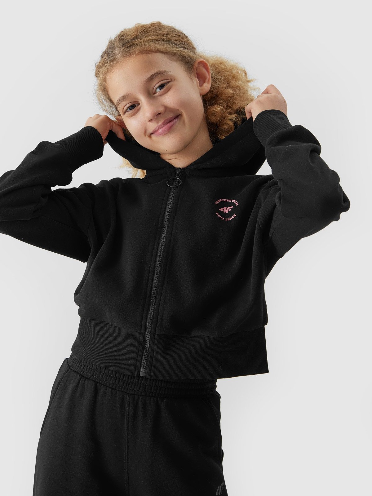 Bluza dresowa rozpinana z kapturem dziewczęca