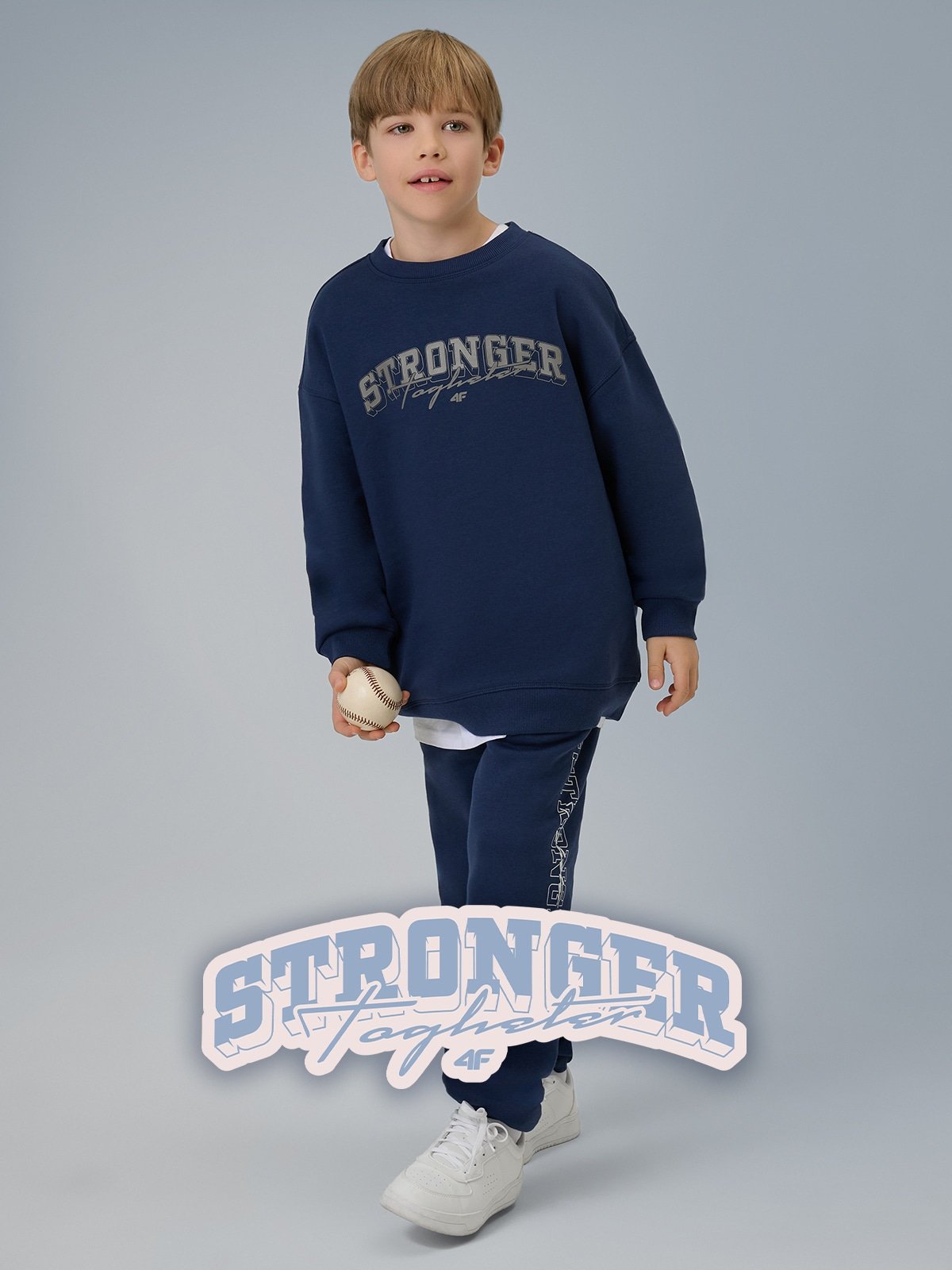 4F Bluza dresowa loose bez kaptura chłopięca - granatowa 122/128 (6-8 lat)