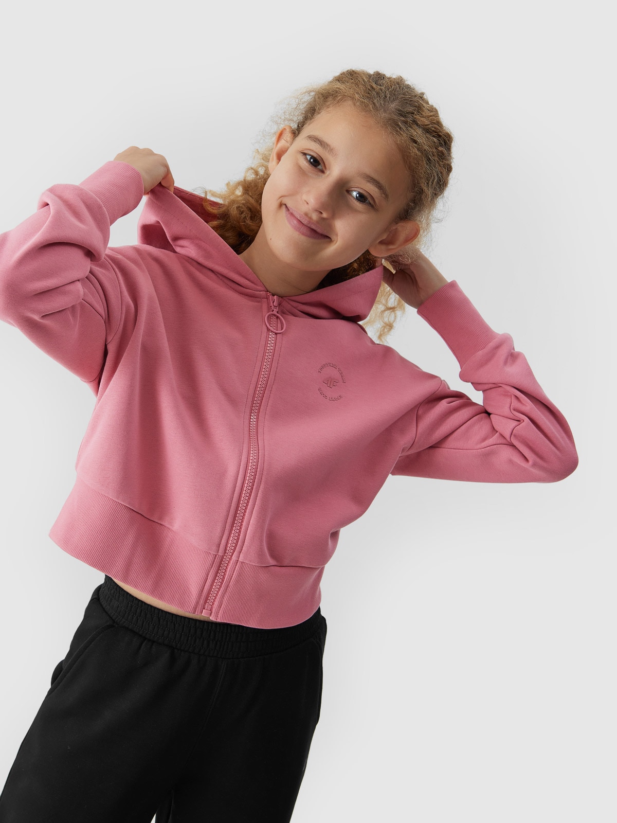 Bluza dresowa rozpinana z kapturem dziewczęca