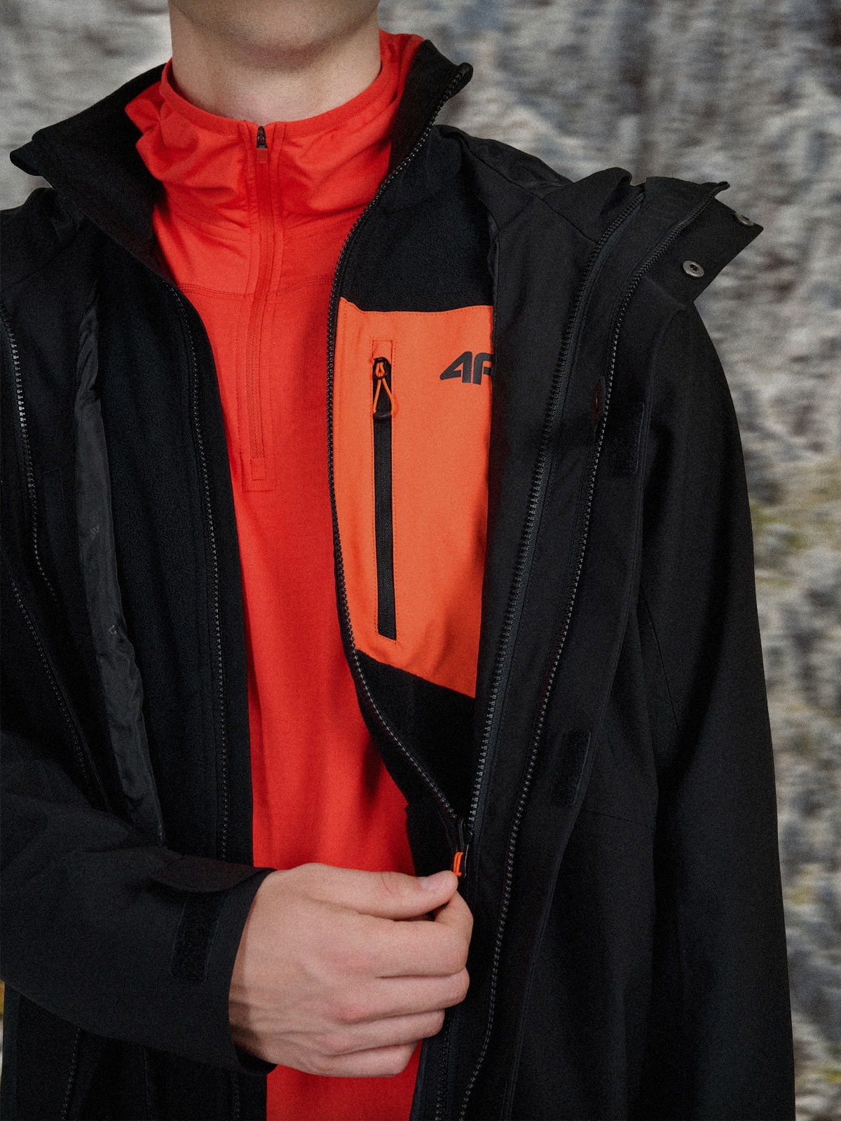 4F Kurtka trekkingowa 3w1 membrana 10000 męska - czarna S