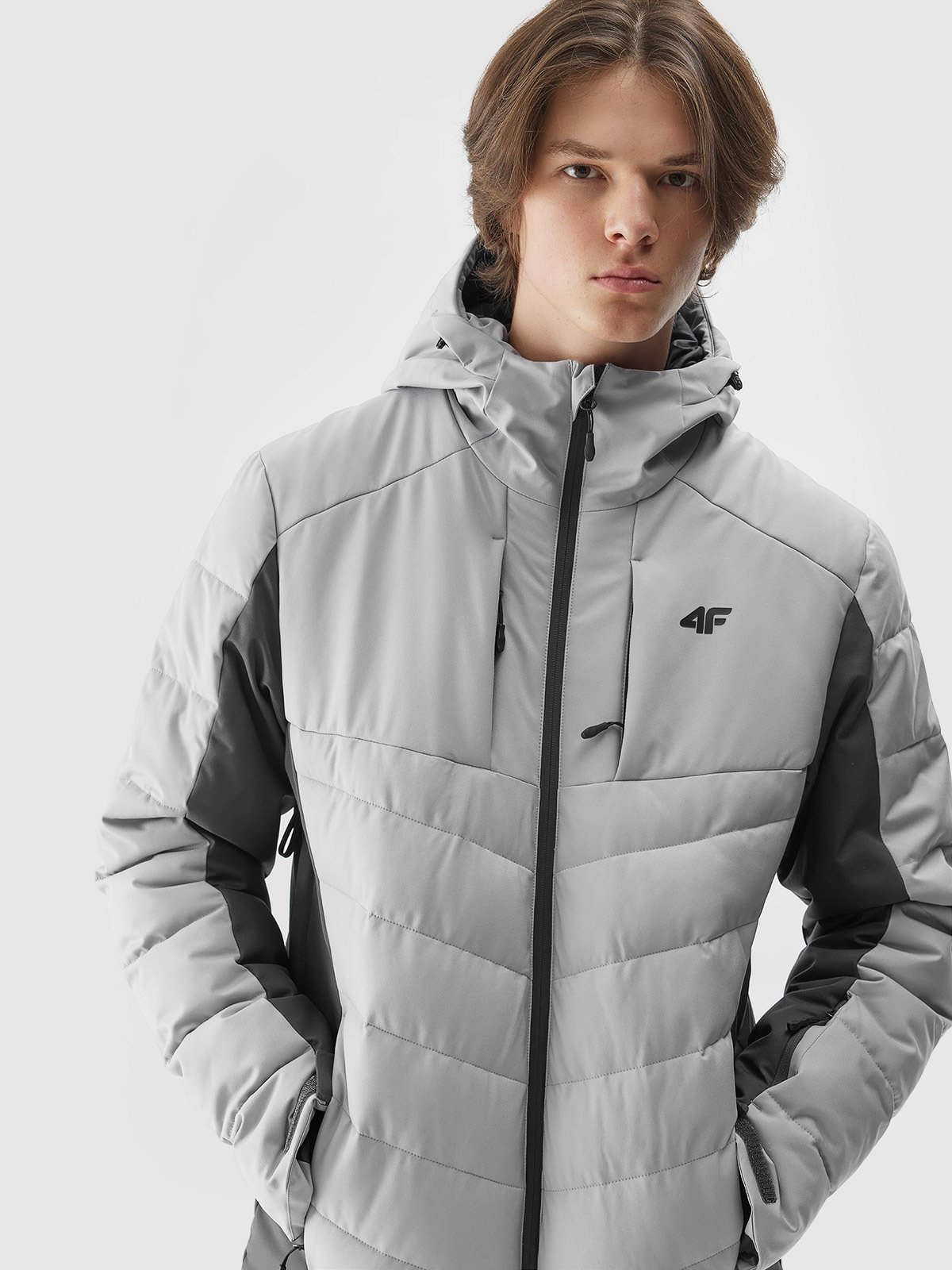 Kurtka puchowa narciarska z puchem syntetycznym męska - szara
