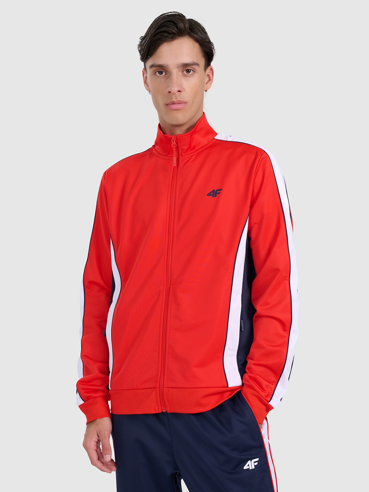 4F Bluza dresowa rozpinana bez kaptura męska - czerwona XL