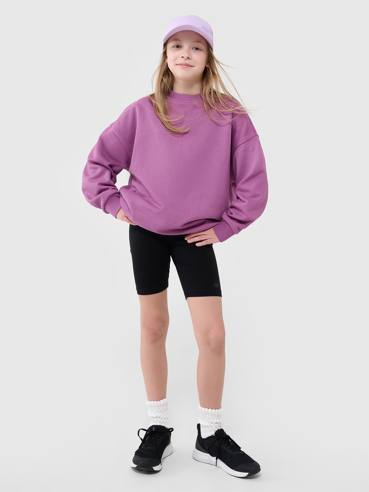 4F Legginsy kolarki dzianinowe dziewczęce - czarne 122 (6-7 lat)