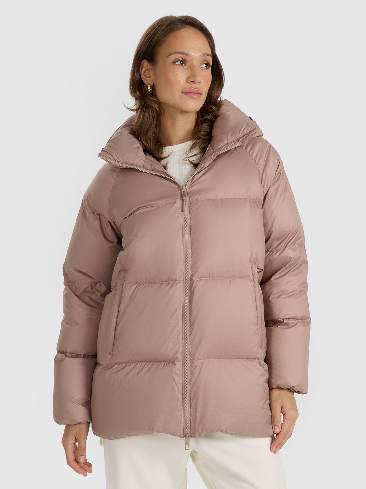 4F Kurtka puchowa z wypełnieniem naturalnym damska - beżowa XL