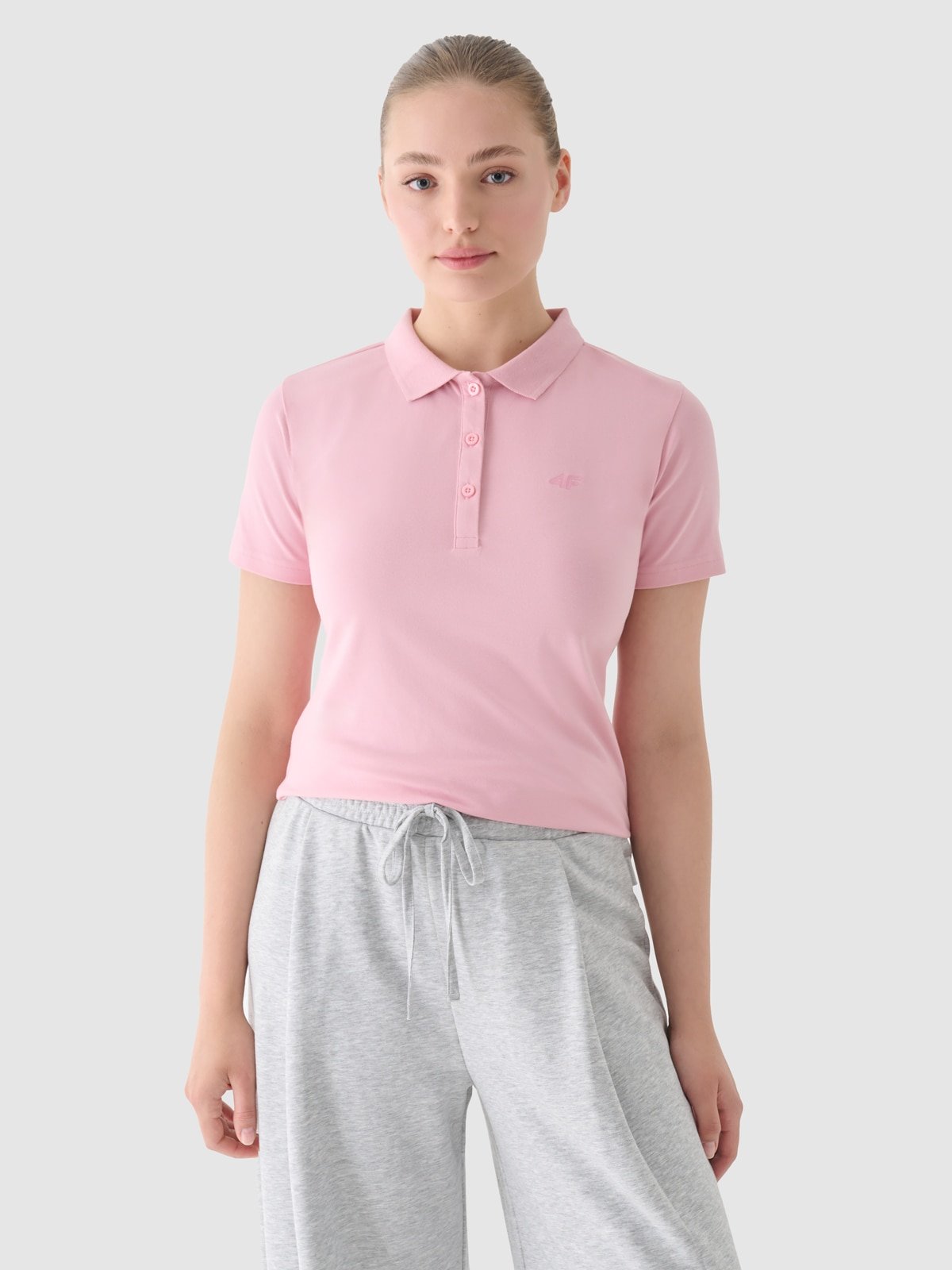 4F Koszulka polo slim damska - różowa XXL