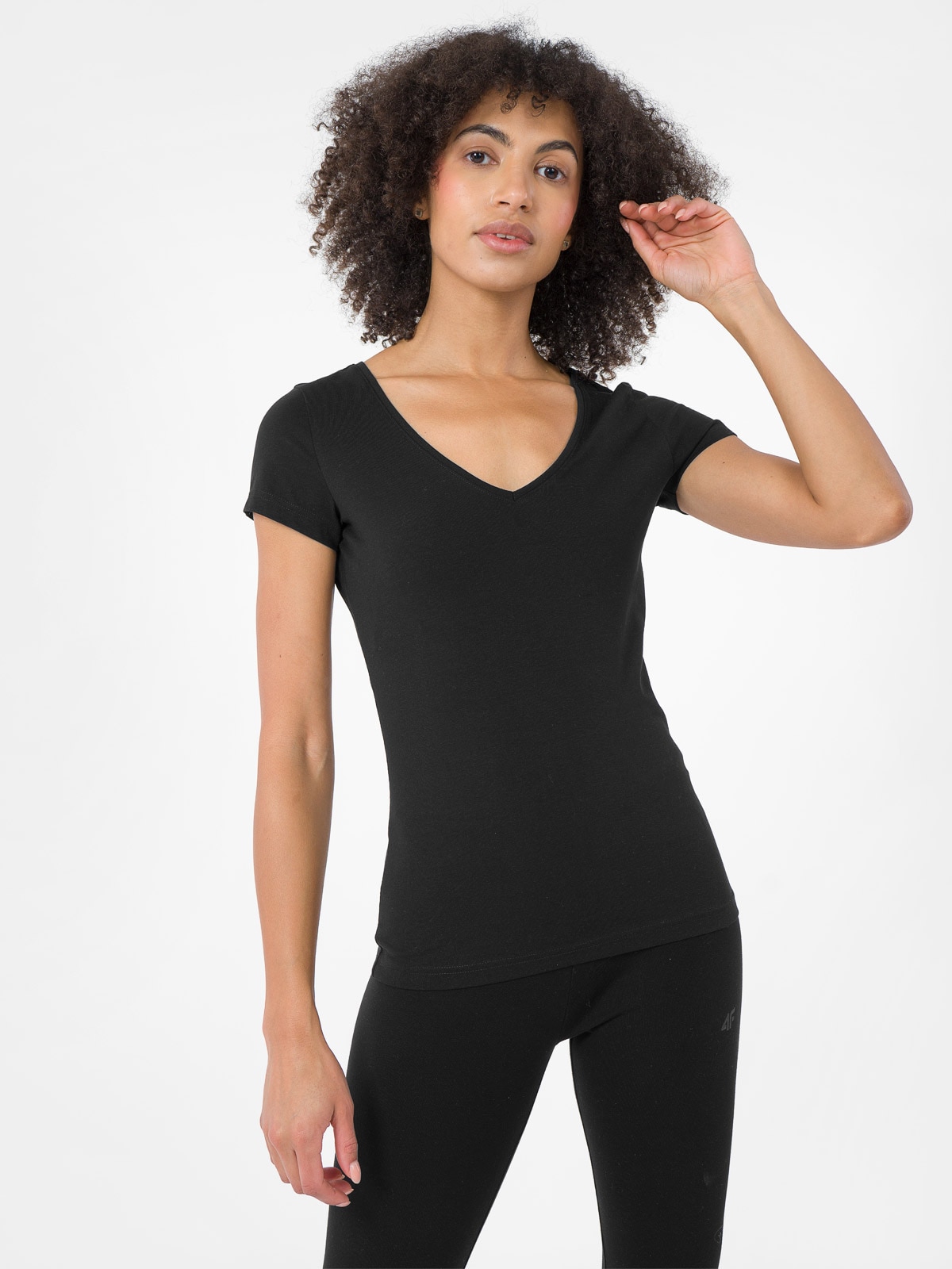 4F T-shirt slim gładki damski S