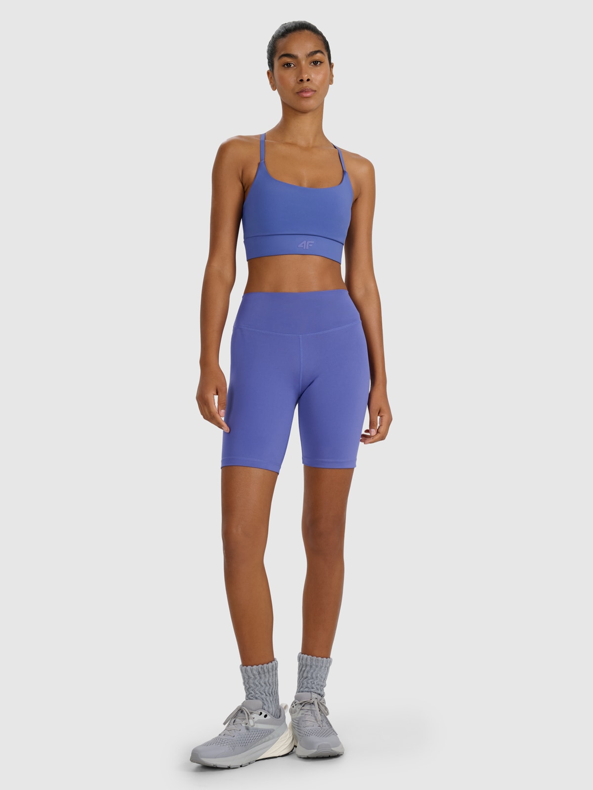 4F Legginsy kolarki treningowe damskie - granatowe L