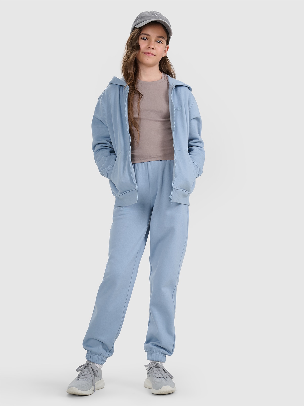 4F Spodnie dresowe joggery dziewczęce - niebieskie 164 (13-14 lat)