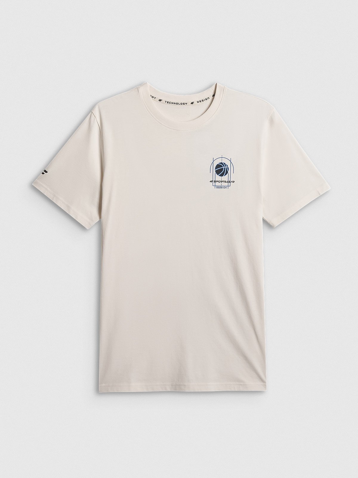 4F T-shirt regular z nadrukiem męski - beżowy XXL