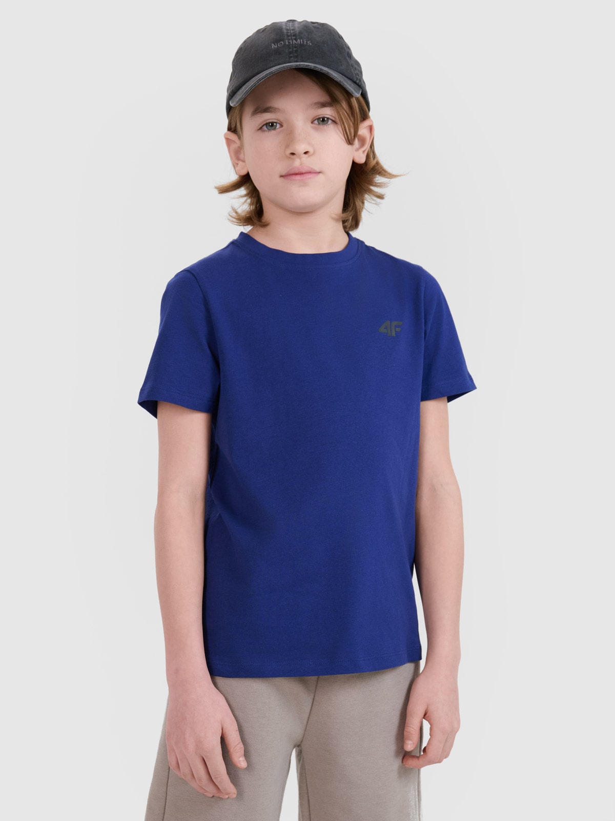 4F T-shirt regular gładki chłopięcy - niebieski 140 (9-10 lat)