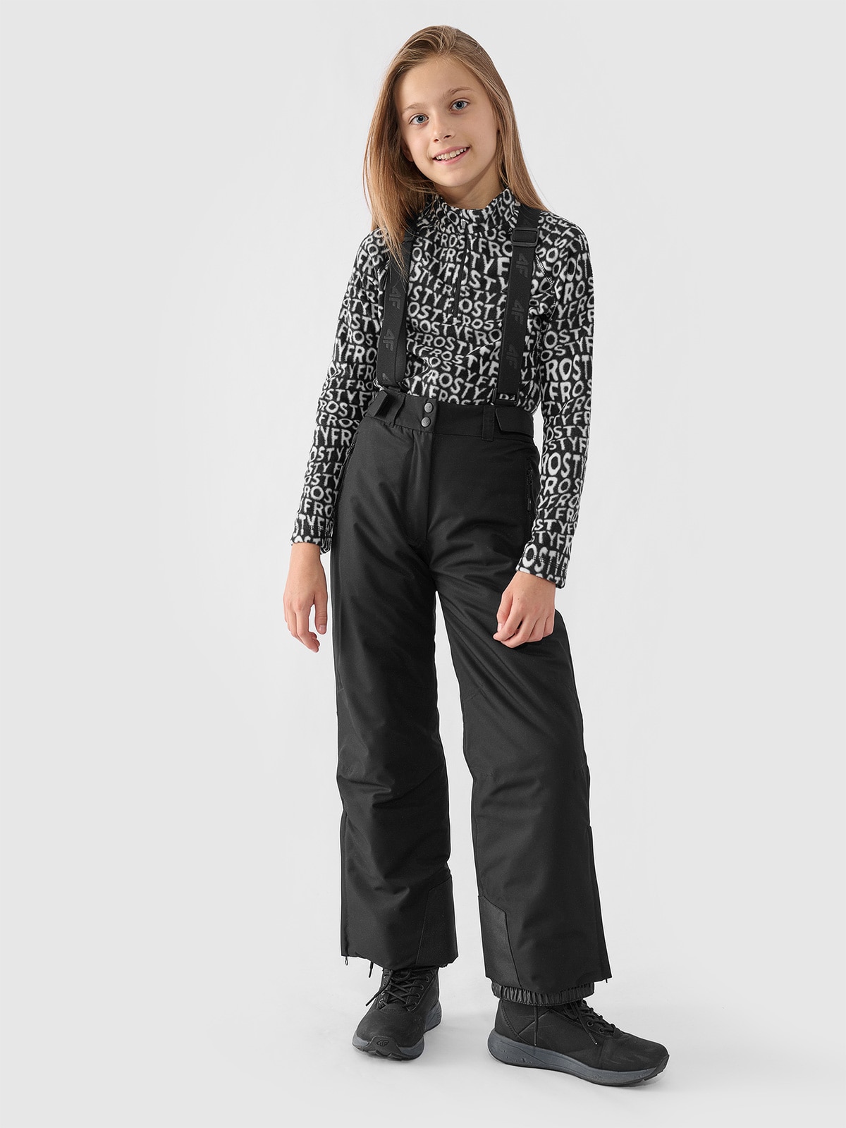 4F Spodnie narciarskie membrana 8000 dziewczęce - czarne 152 (11-12 lat)