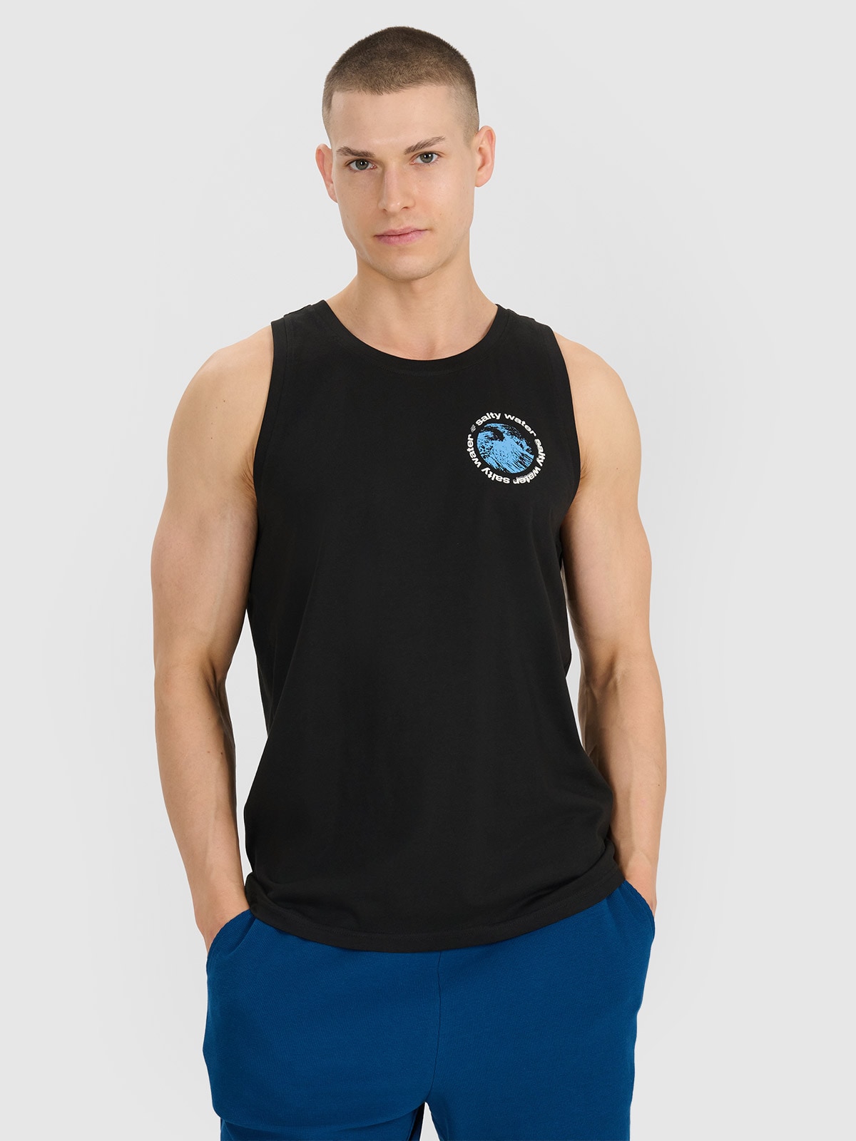 4F Tank top regular męski - czarny XL