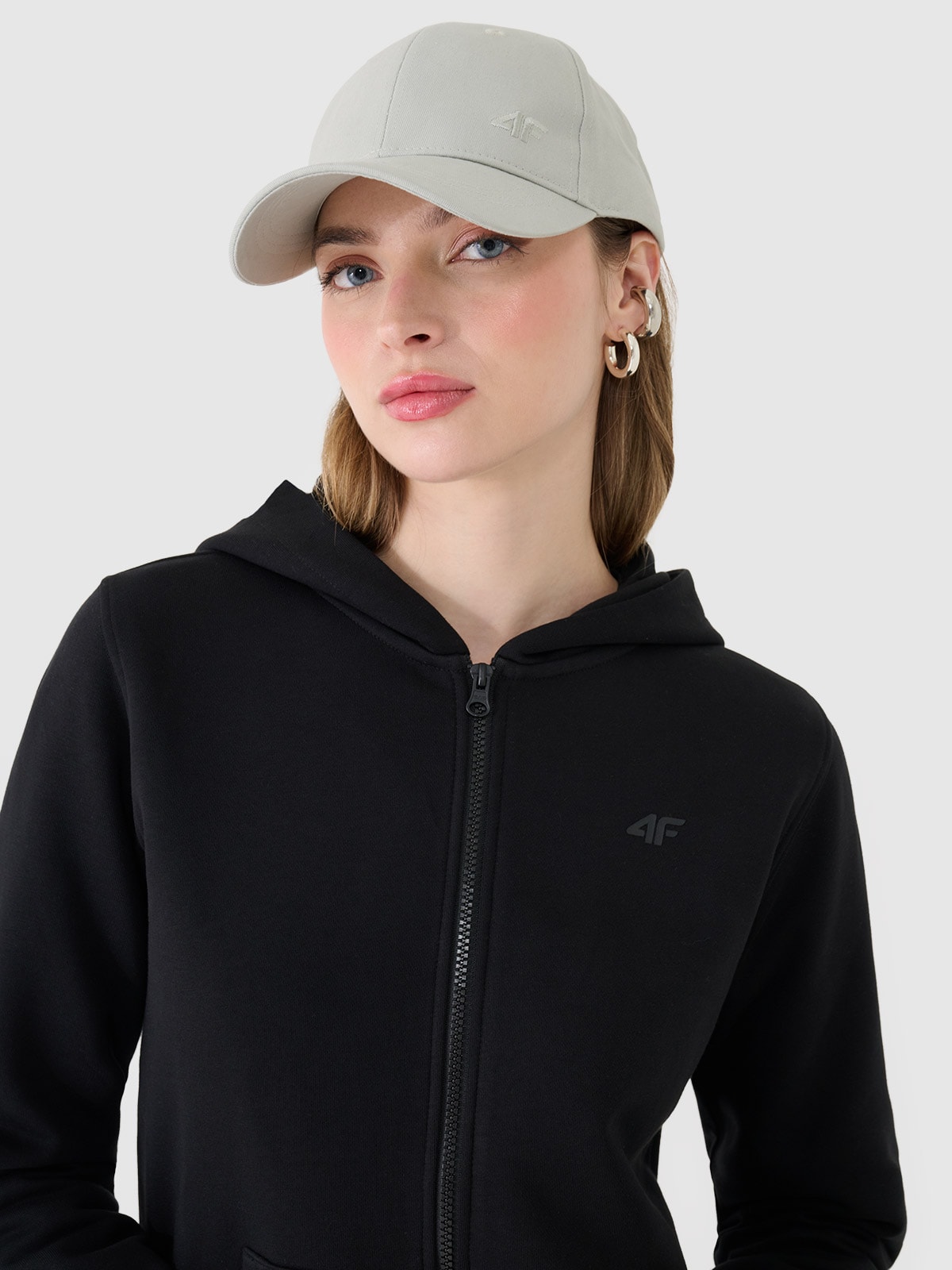 4F Bluza dresowa rozpinana z kapturem damska - czarna M