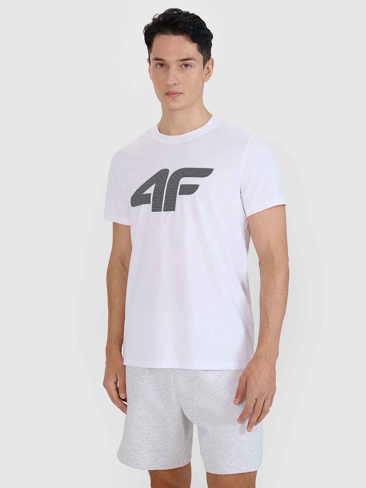 4F T-shirt regular z nadrukiem męski - biały S