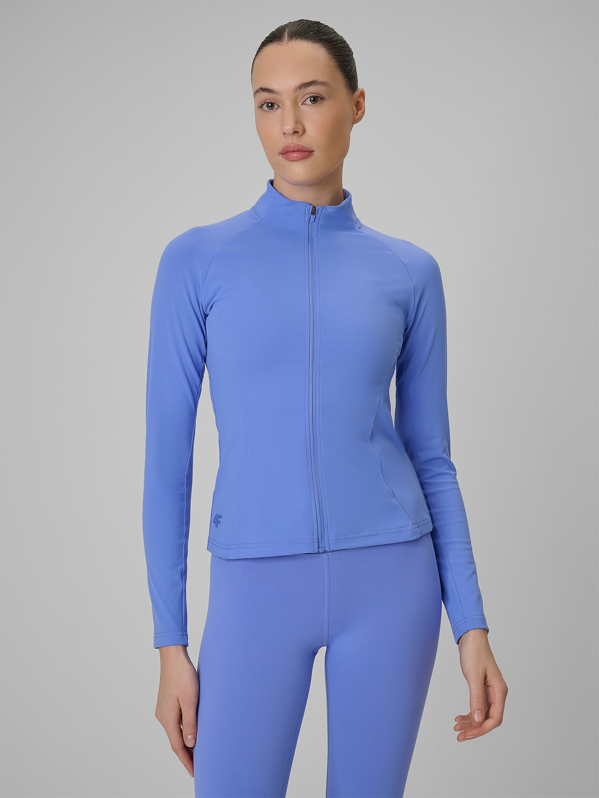 4F Bluza treningowa slim bez kaptura damska - niebieska XS