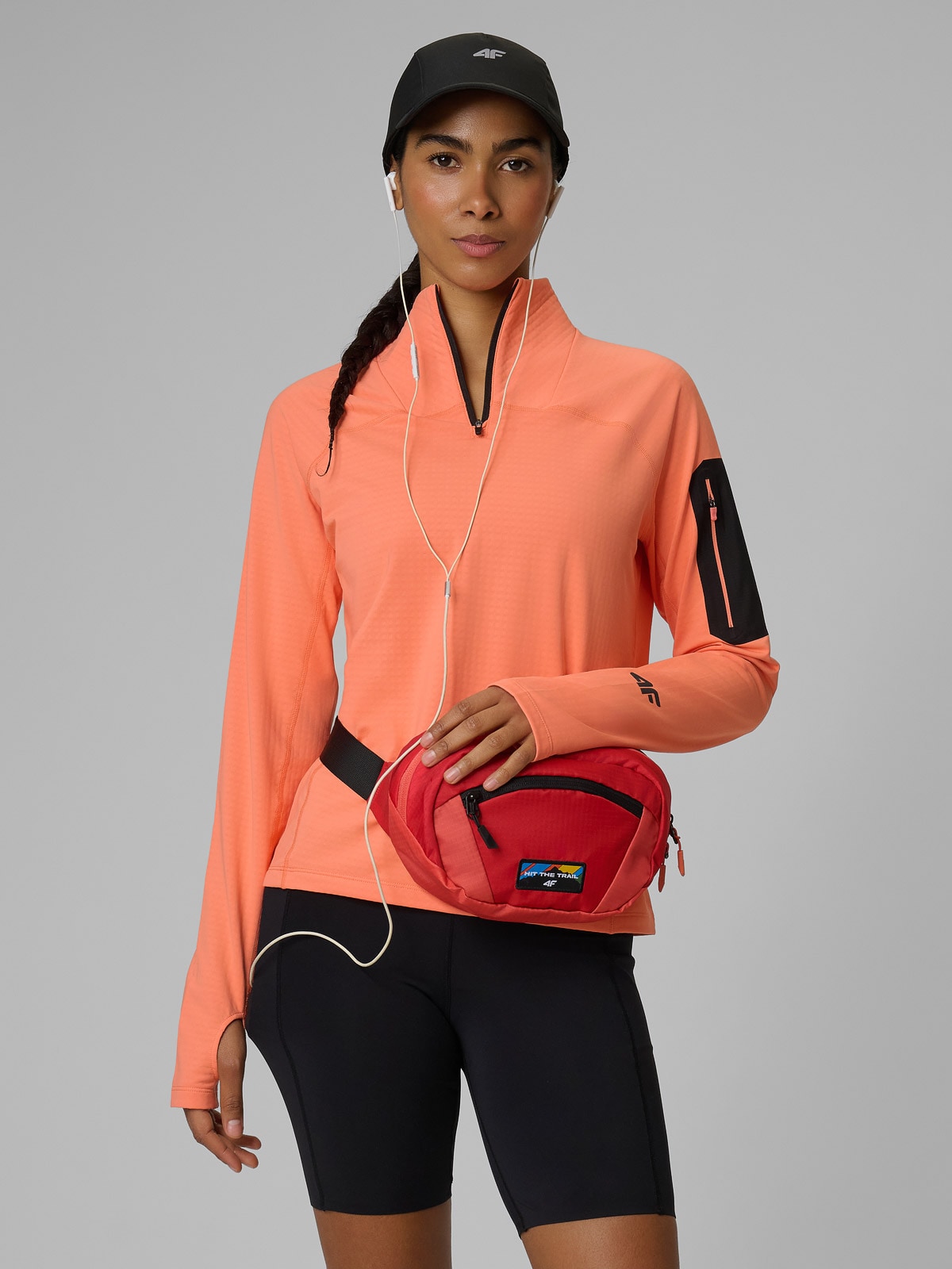 4F Bluza trekkingowa slim bez kaptura damska - pomarańczowa M