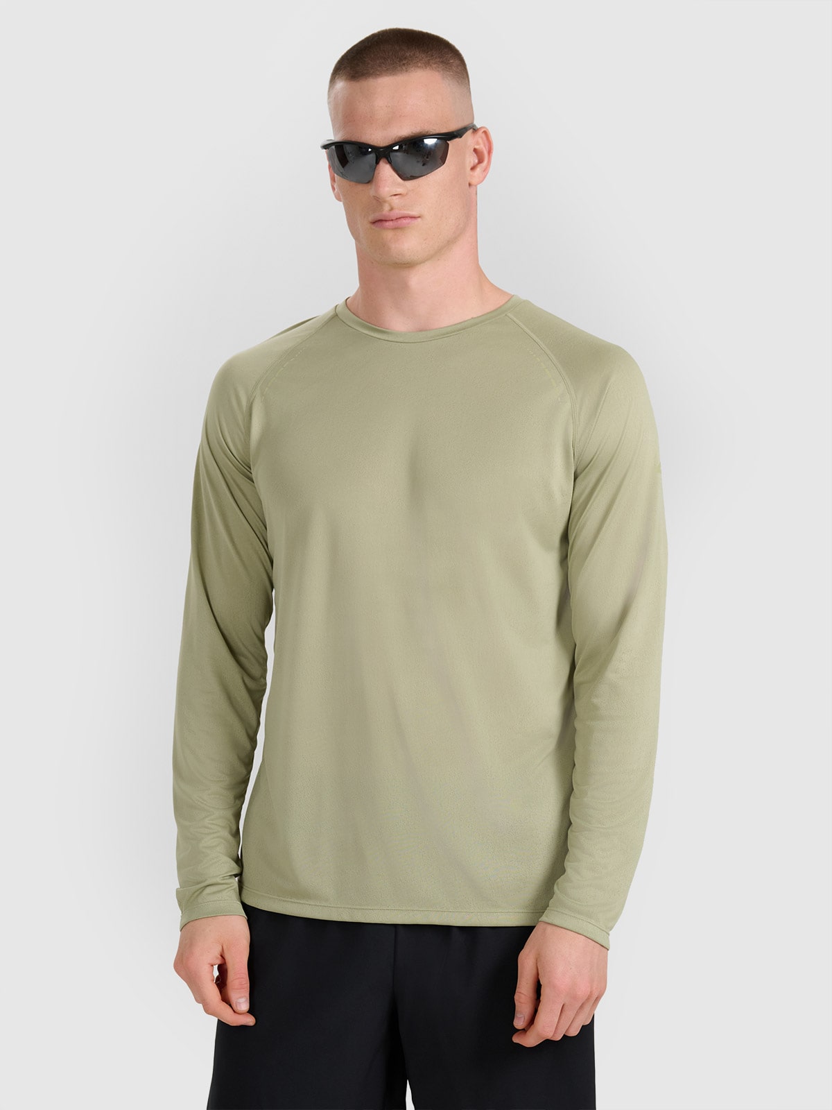 4F Longsleeve do biegania szybkoschnący męski - oliwkowa S